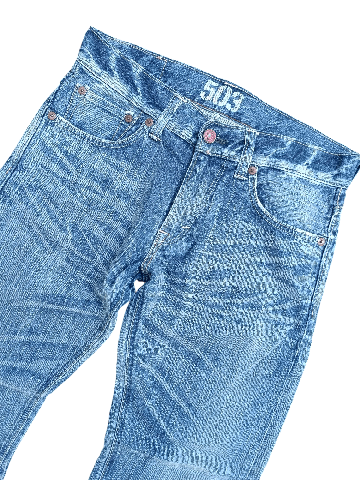 Edwin × Vintage RARE 🔥 Edwin 503 Mission Whisker Faded Denim E240 Size US 32 / EU 48 - 6 Thumbnail