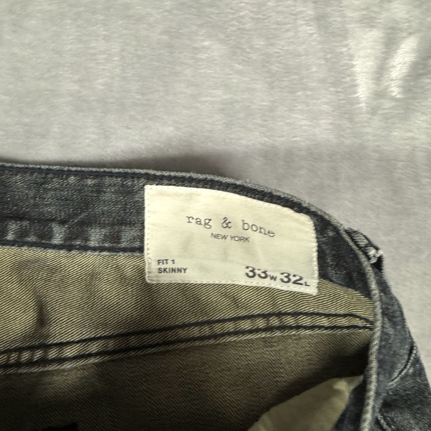 Rag & Bone Rag & Bone Fit 1 Skinny Jeans Mens 33x32 Denim Dark Distressed 5-Pocket Logo City Slim Blue Baggy? Size US 33 - 3 Thumbnail