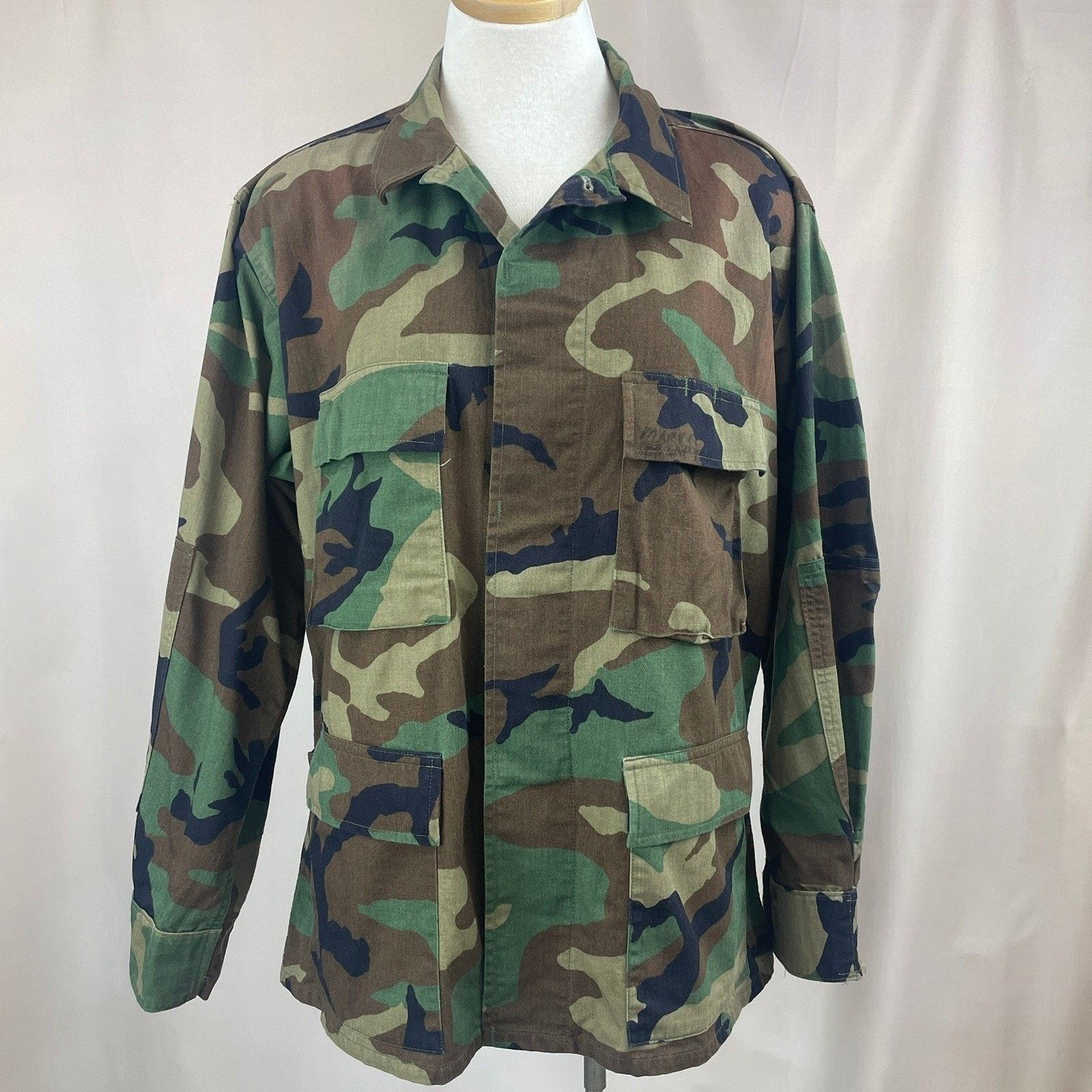 Vintage 90s Army Coat Mens (L) Camo Woodland BDU Tactical USA Size US L / EU 52-54 / 3 - 1 Thumbnail
