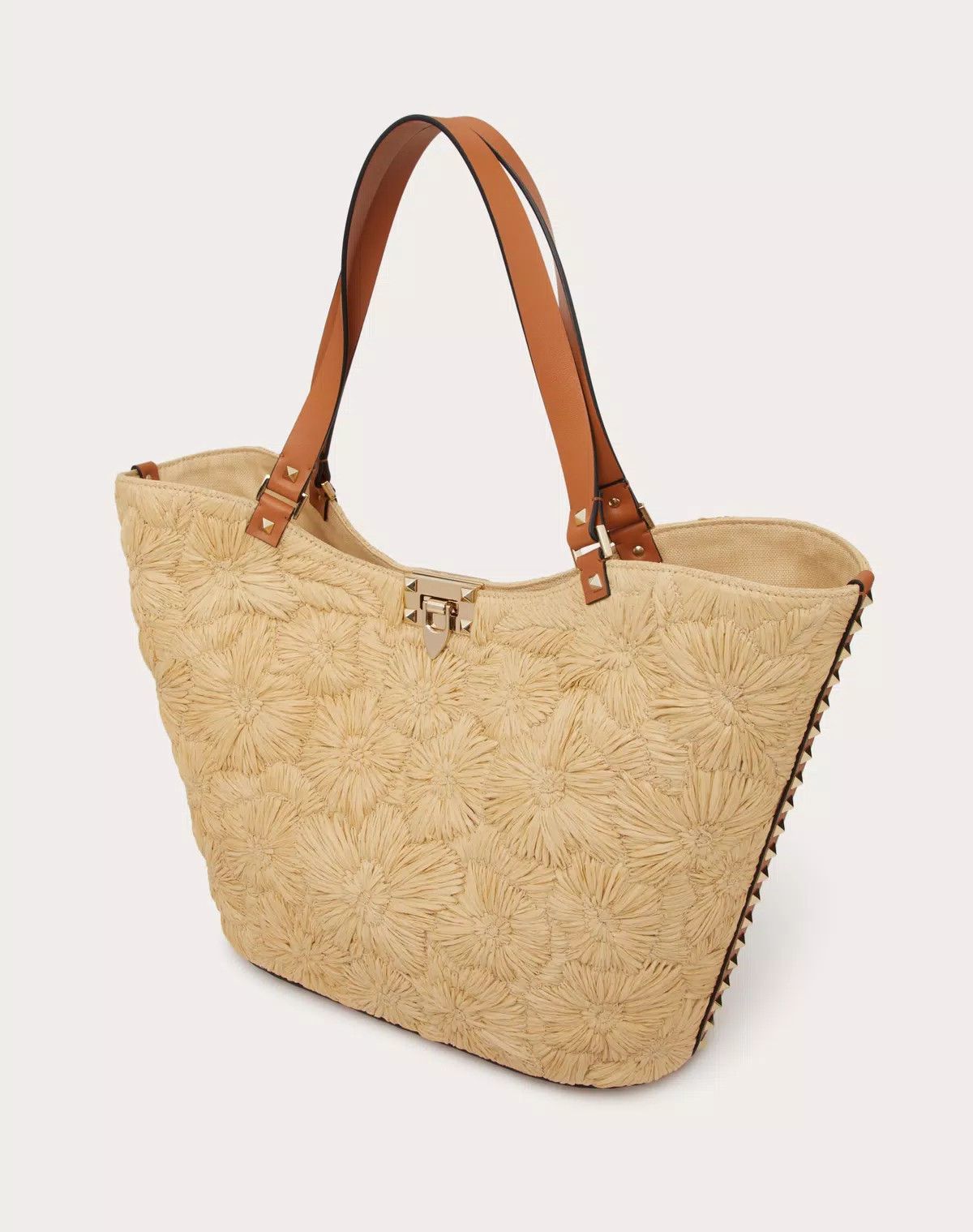 Valentino oc11z0725 Size:OS/ Woven Raffia Shopping Bag in Beige Size ONE SIZE - 5 Thumbnail