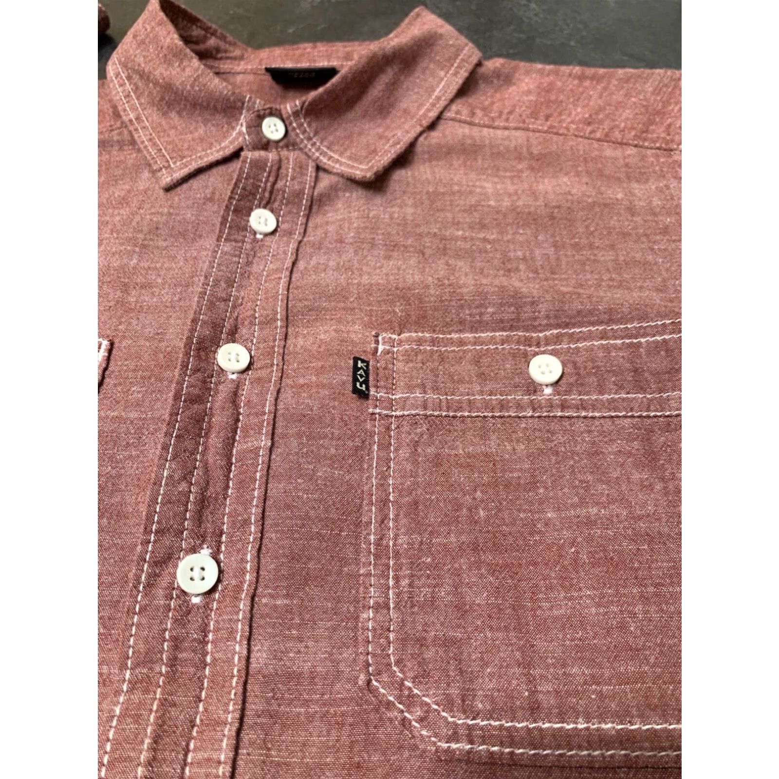 KAVU KAVU Men's Large Long Sleeve Button Up Shirt Brick Red Size US L / EU 52-54 / 3 - 3 Thumbnail