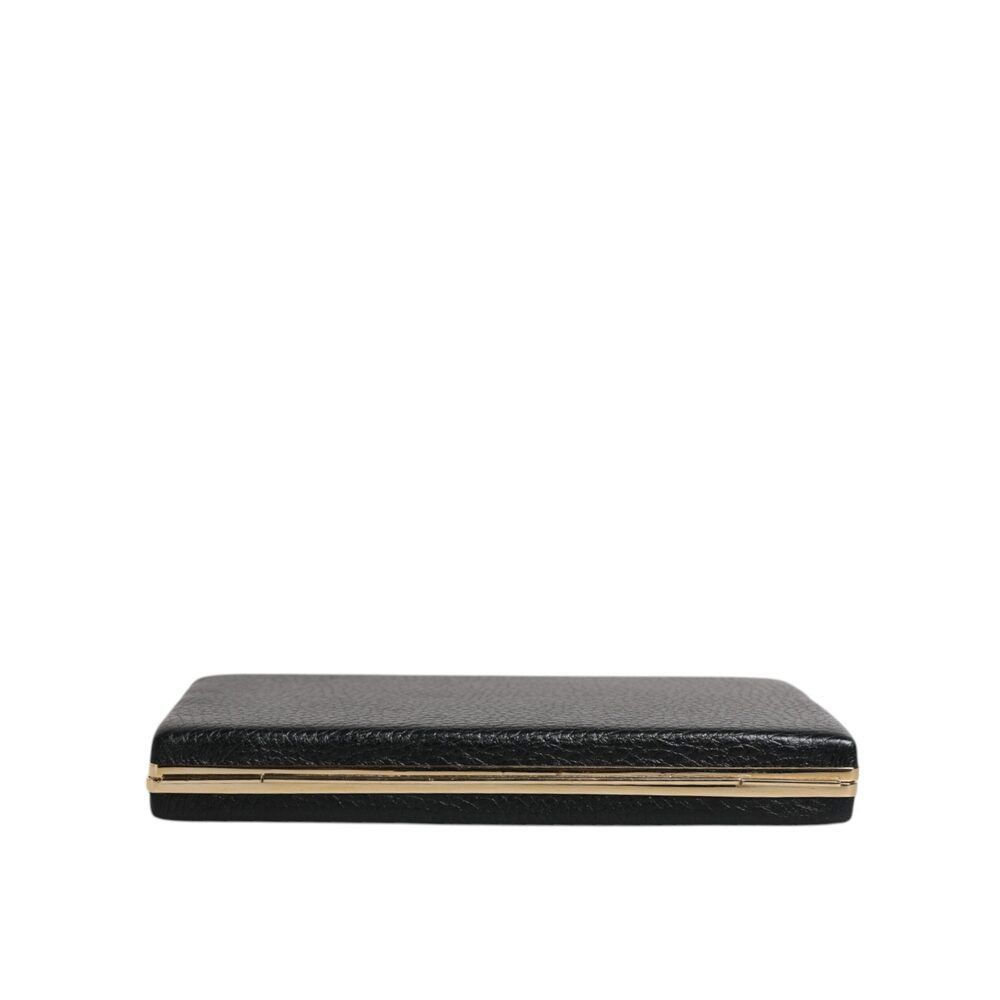 Dolce & Gabbana Dolce & Gabbana Black Leather Gold Frame Clutch Evening Part Size ONE SIZE - 5 Thumbnail