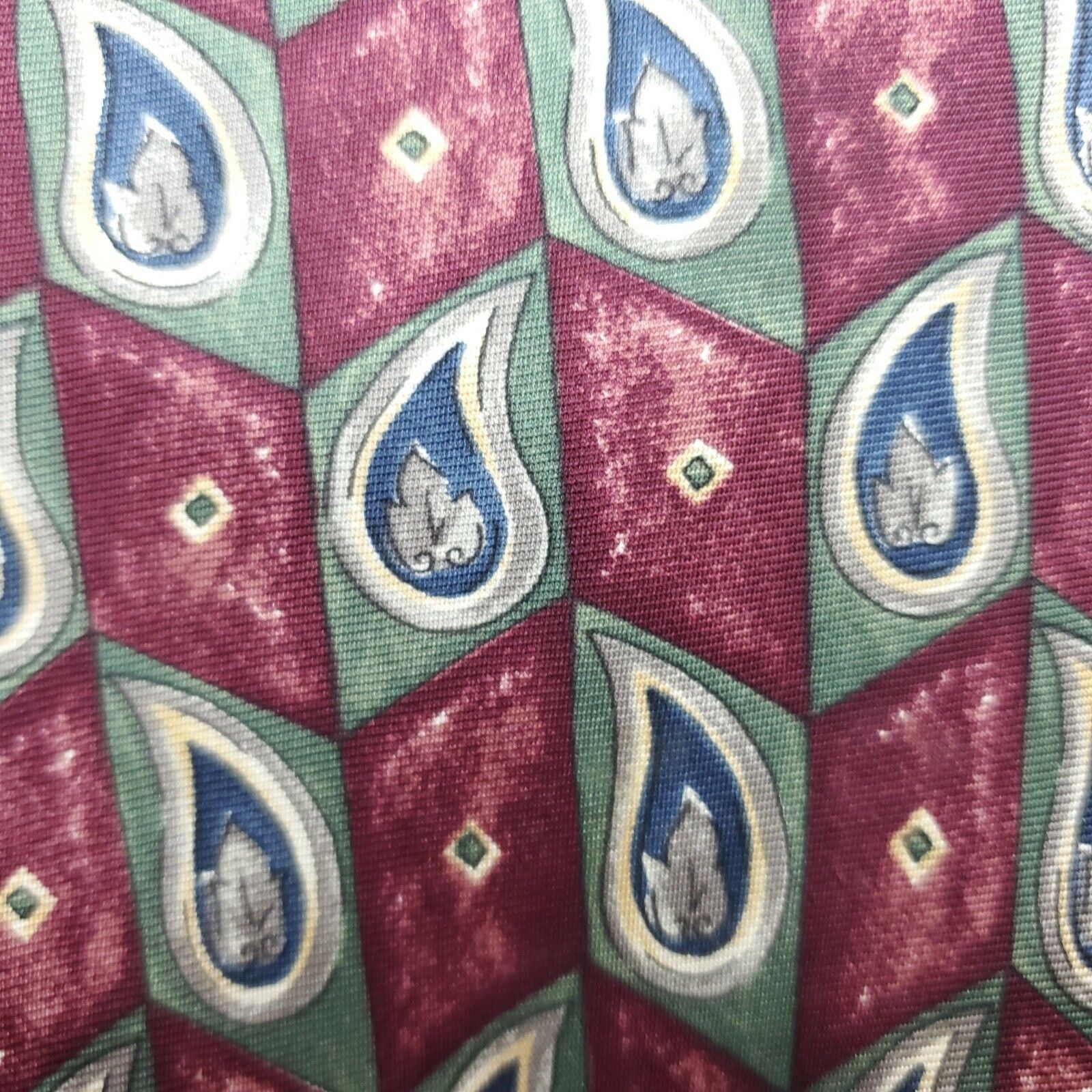 Bill Blass Bill Blass Red Geometric Paisley Silk Tie Classic Size ONE SIZE - 2 Thumbnail