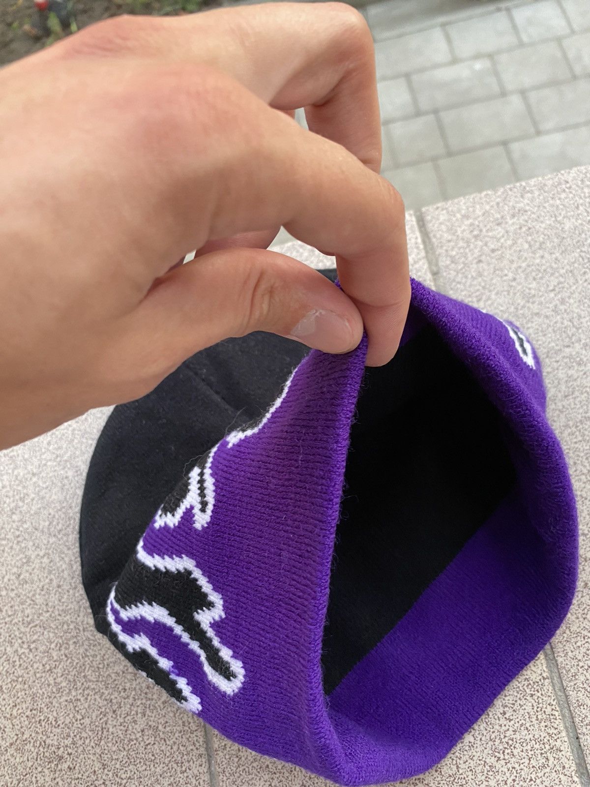 Japanese Brand Y2K crazy flames overprint beanie japan style hat Size ONE SIZE - 4 Thumbnail
