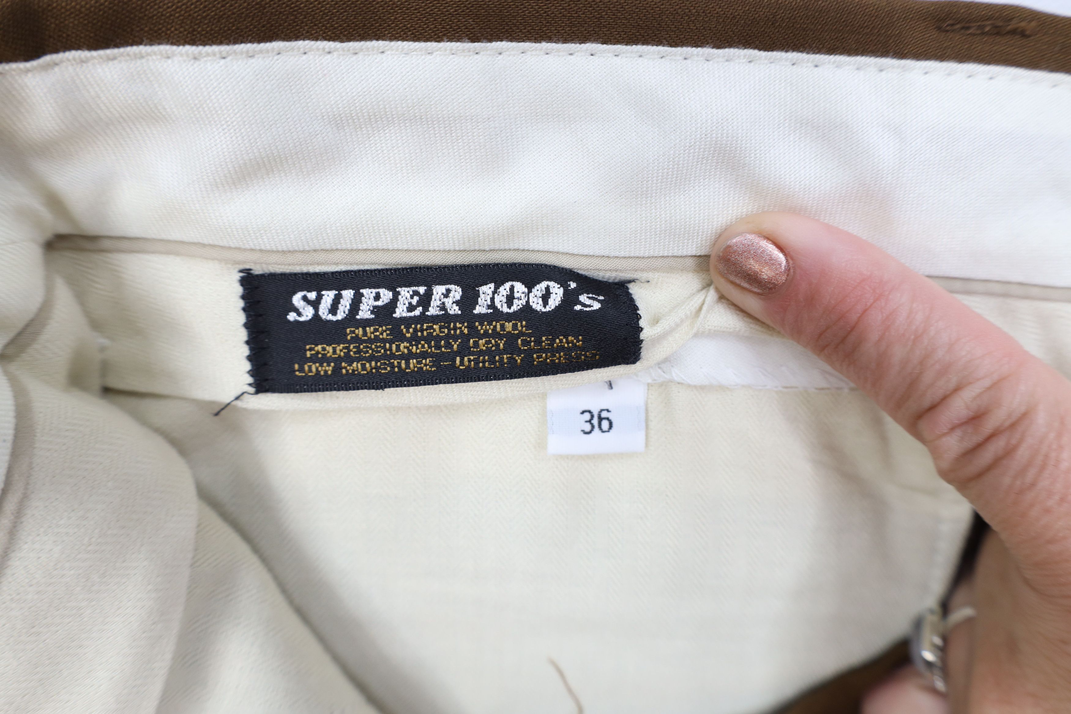 Vintage Vintage 90s Streetwear Super 100s Wool Wide Leg Chino Pants Size US 36 / EU 52 - 7 Thumbnail