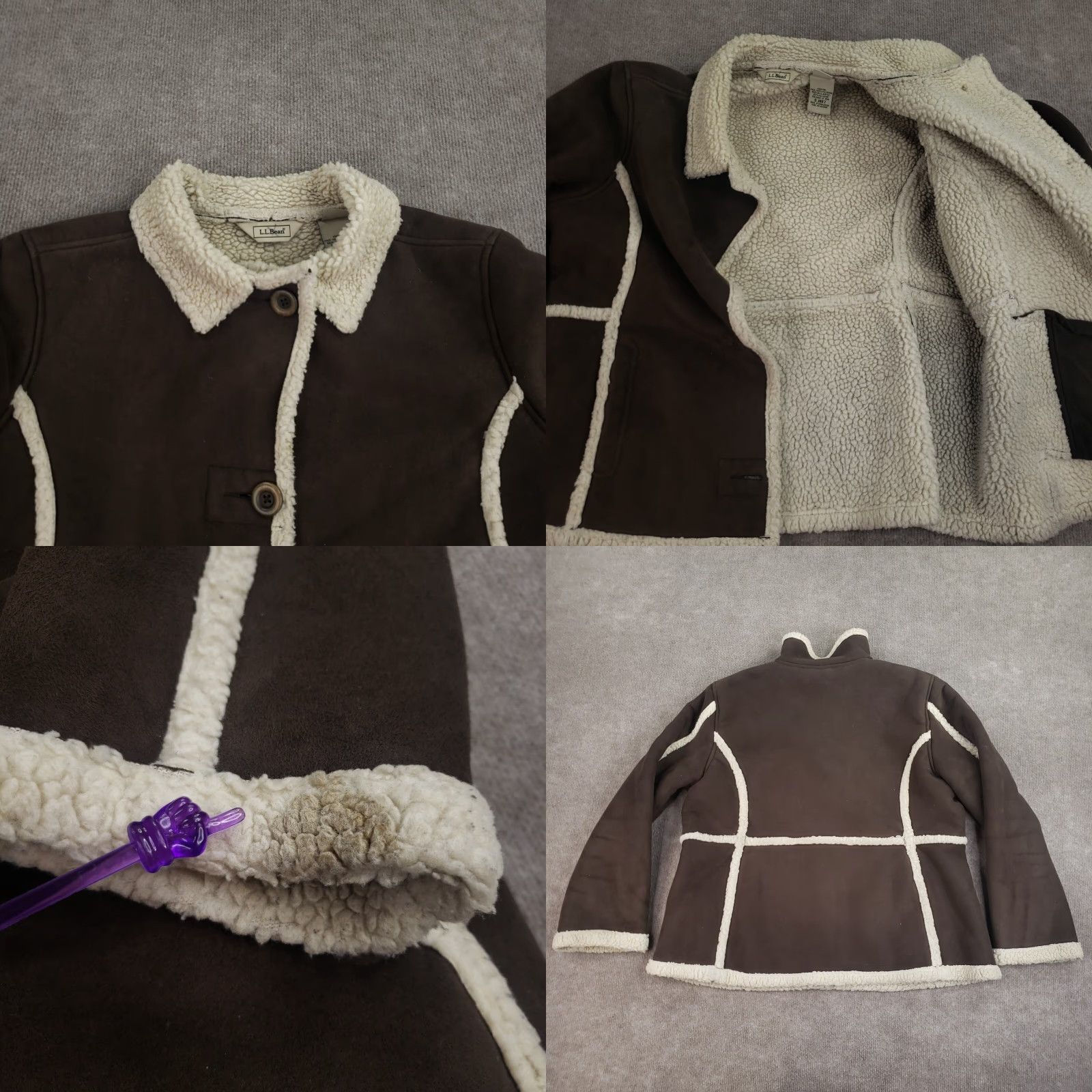 Vintage LL Bean Womens Coat Brown Faux Fur Pockets Fleece Lined Size XS / US 0-2 / IT 36-38 - 8 Thumbnail