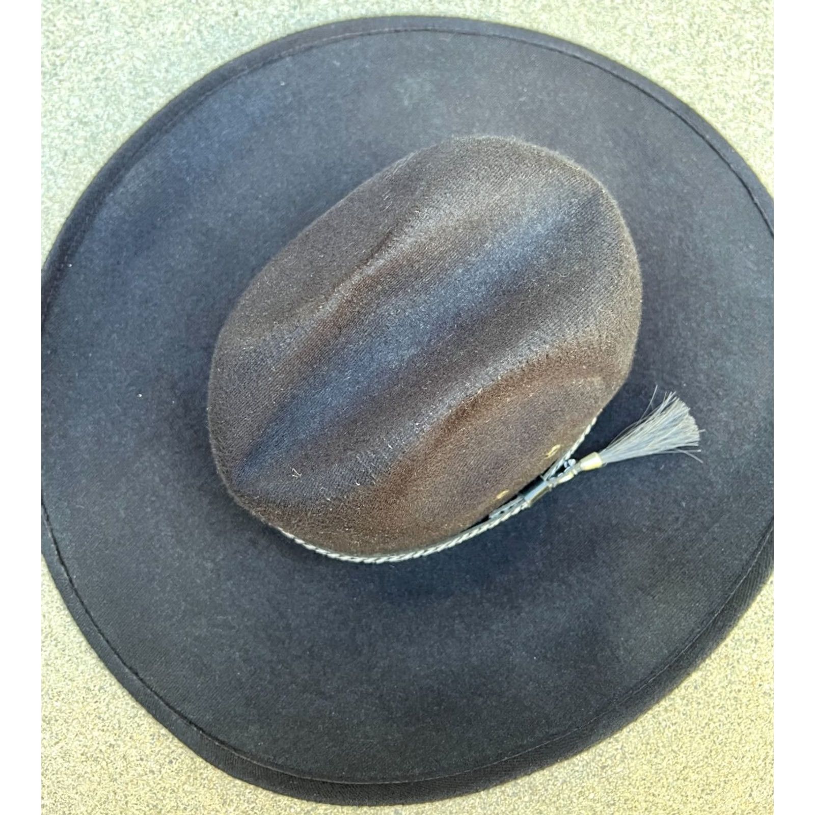 FELT MOKSMAN HATS Mexico 100% Wool Cowboy Hat Men's MEDIUM Black Felt CowBoy Hat Mens MEDIUM Wool Felt Black Cowboys Womens Mens Girls Size ONE SIZE - 3 Thumbnail