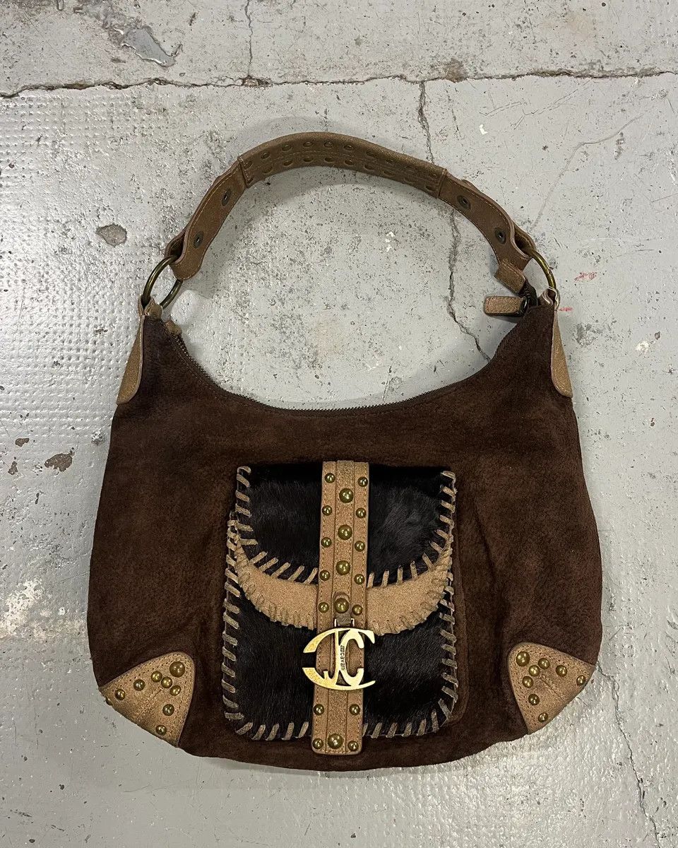 Just Cavalli 2000s Cavalli Brown Suede Leather & Fur Handle Bag Size ONE SIZE - 1 Thumbnail