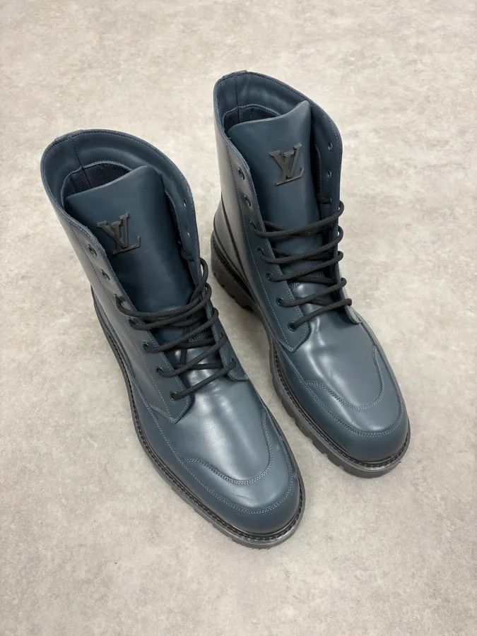 Louis Vuitton Louis Vuitton Night Blue Sample Leather Boots by Virgil Abloh Size US 10.5 / EU 43-44 - 4 Thumbnail