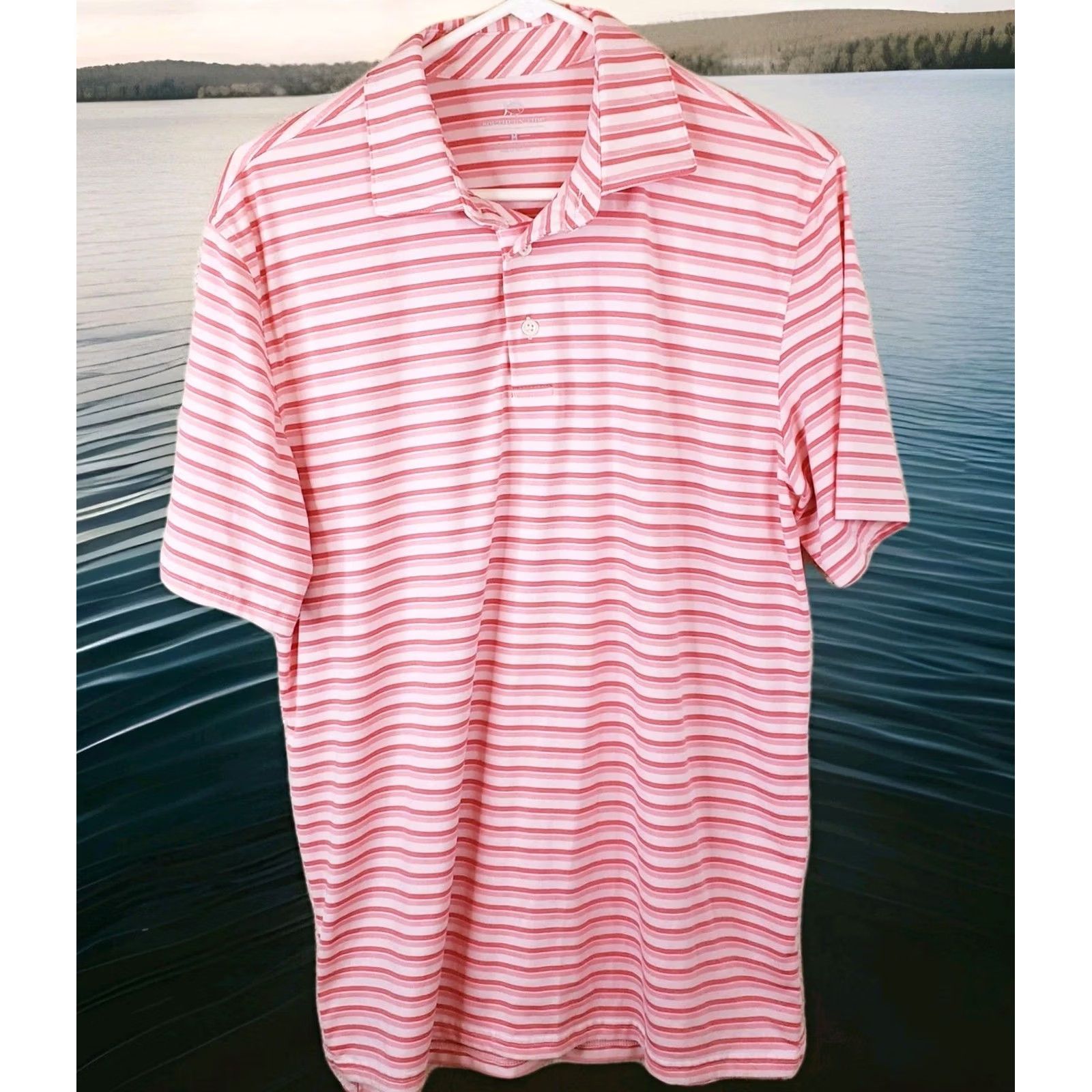 Southern Tide Southern Tide Striped Performance Polo Shirt Men M Polyester Spandex Coral White Polo Shirt Golf Beach Walking VINTAGE? Size US M / EU 48-50 / 2 - 2 Thumbnail