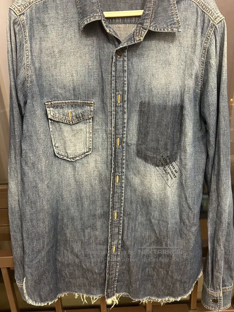 Saint Laurent Paris Saint Laurent Paris Distressed Denim Shirt i Size US S / EU 44-46 / 1 - 1 Thumbnail