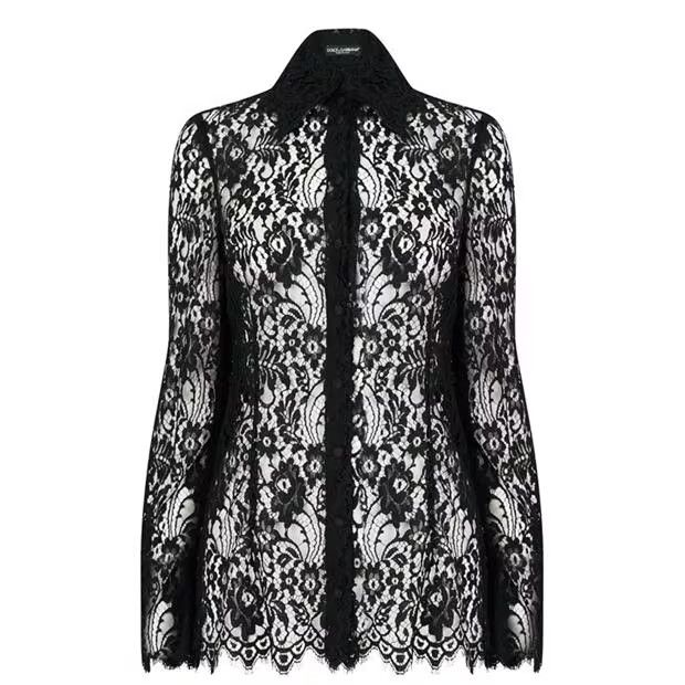 Dolce & Gabbana o1g2r1mq1024 Lace Shirt in Black Size XS / US 0-2 / IT 36-38 - 1 Thumbnail