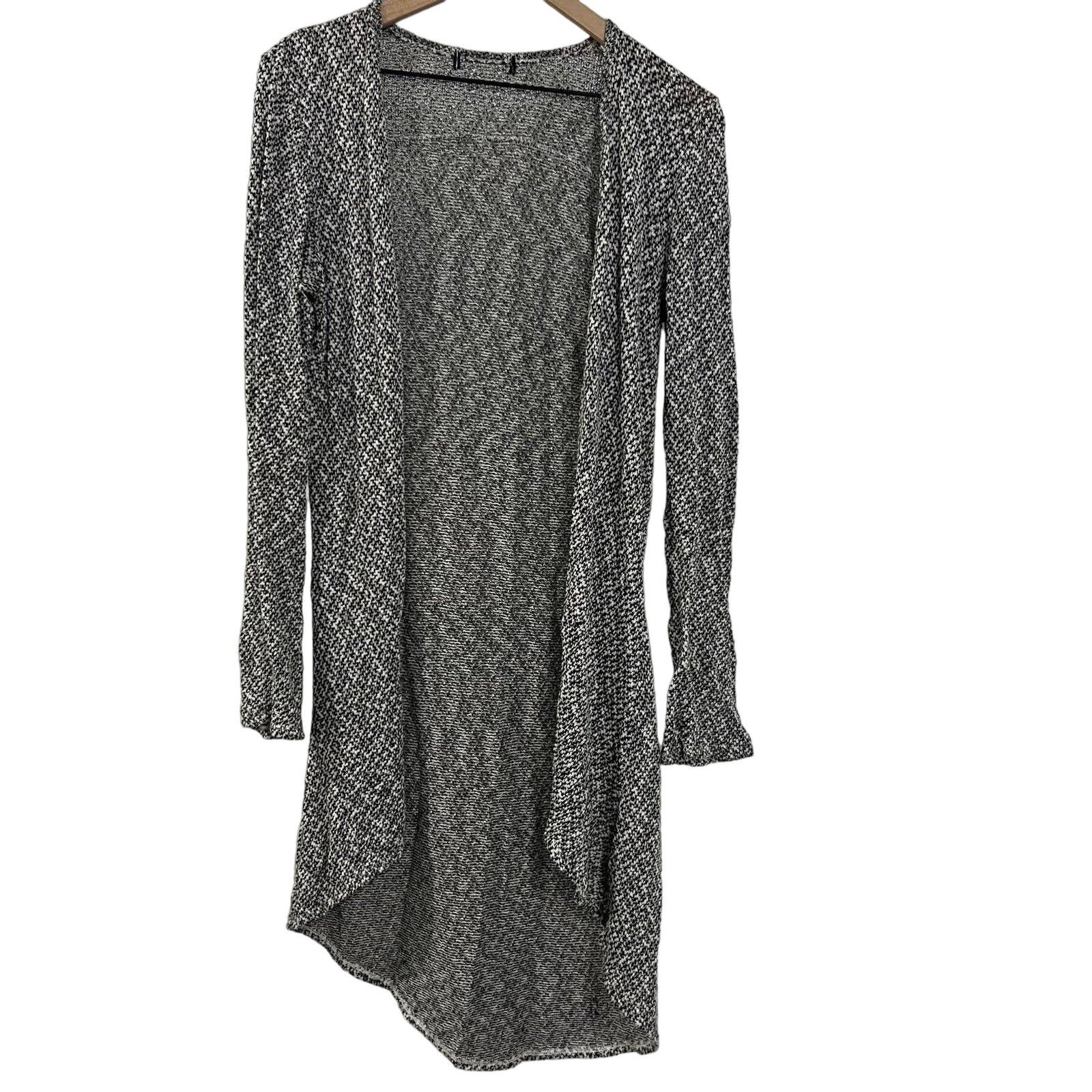 Other Black & White Knit Button Front Duster Cardigan Long Length Size S / US 4 / IT 40 - 1 Thumbnail