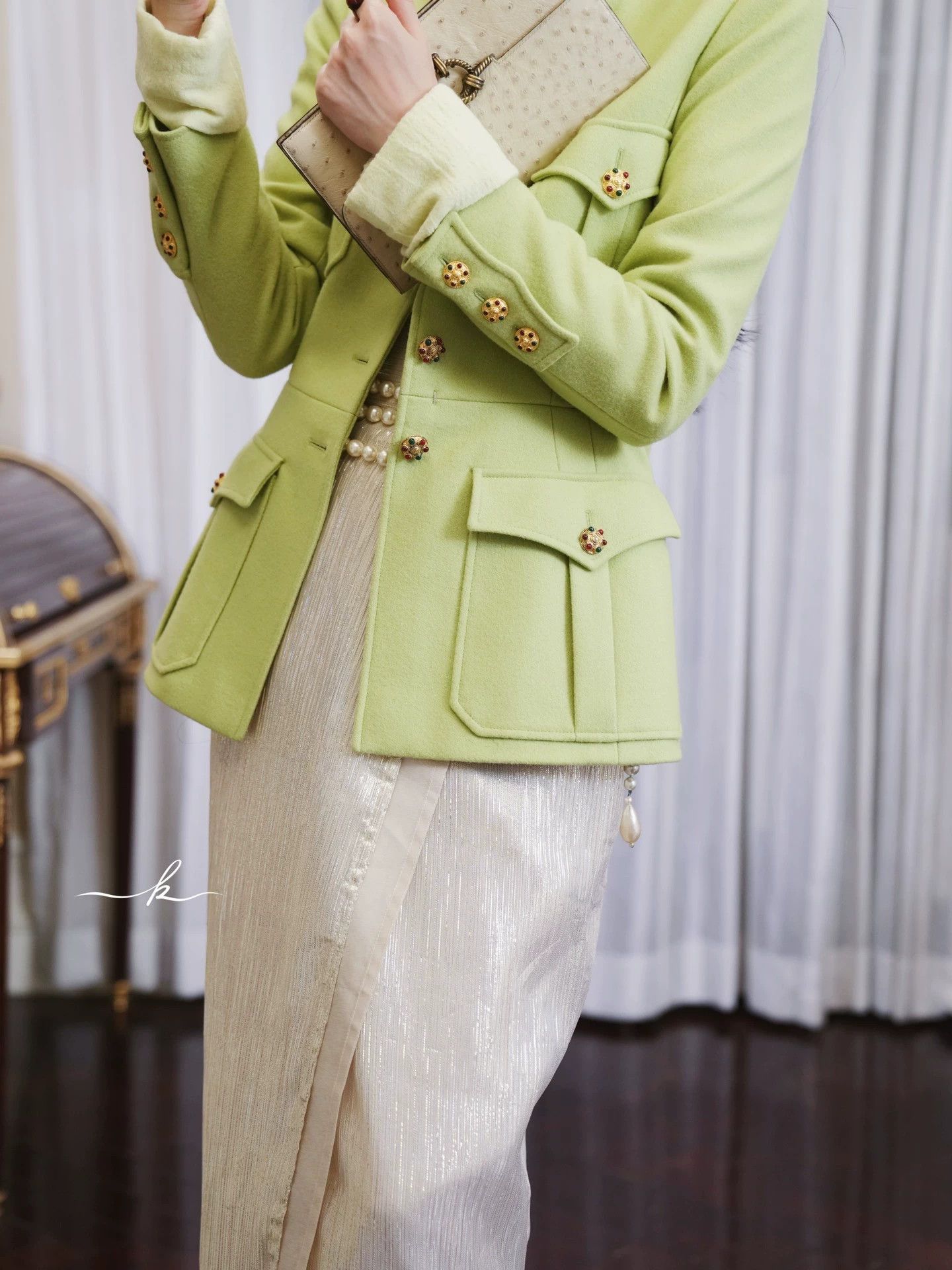Chanel Chanel 1996 Vintage Apple Green Wool Jacket S Size S / US 4 / IT 40 - 8 Thumbnail