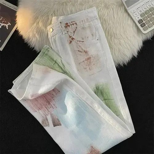 Jean Colorful Graffiti Straight Jeans Size US 32 / EU 48 - 3 Thumbnail
