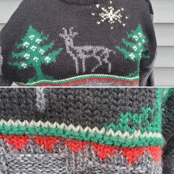 Vintage Vintage 90s y2k Christmas Winter Season Reindeer Forest Wool Size L / US 10 / IT 46 - 2 Thumbnail
