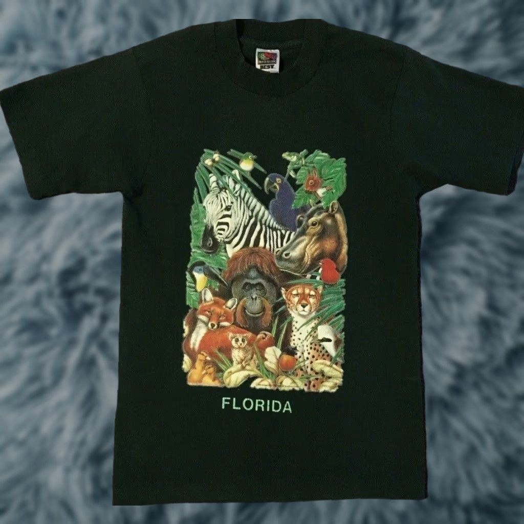 Vintage VINTAGE Florida Shirt S Short Sleeve Green 90s 80s Animal Art Zebra Beach Grunge Single Stitch Mens T-Shirt Size US S / EU 44-46 / 1 - 1 Thumbnail