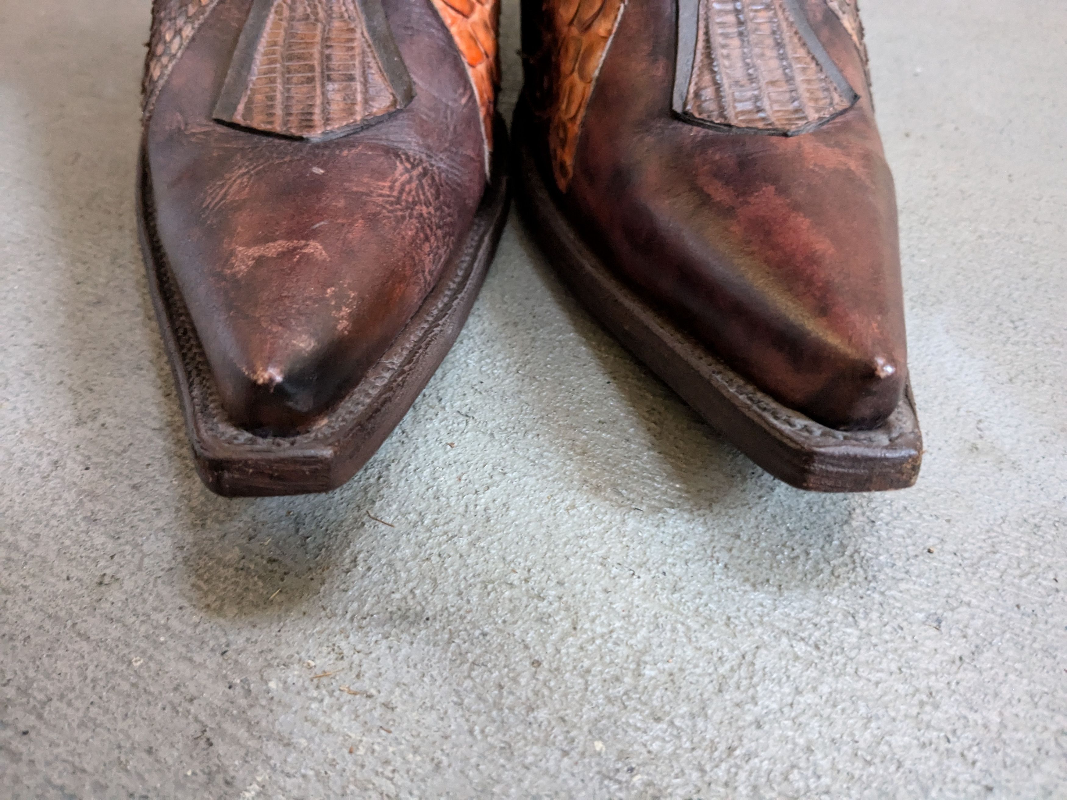 Genuine Leather × Vintage Stetson Cowboy Boots Brown Python Women 9 Snakeskin Size US 9 / EU 42 - 2 Thumbnail