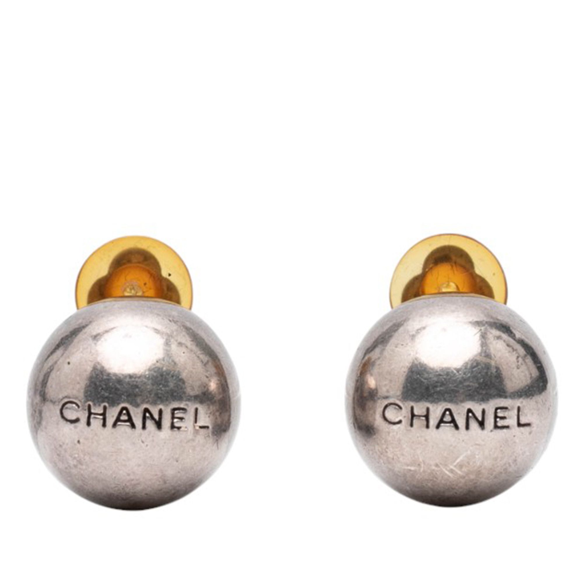 Chanel Chanel Silver Plated Logo Ball Clip On Earrings Size ONE SIZE - 1 Thumbnail