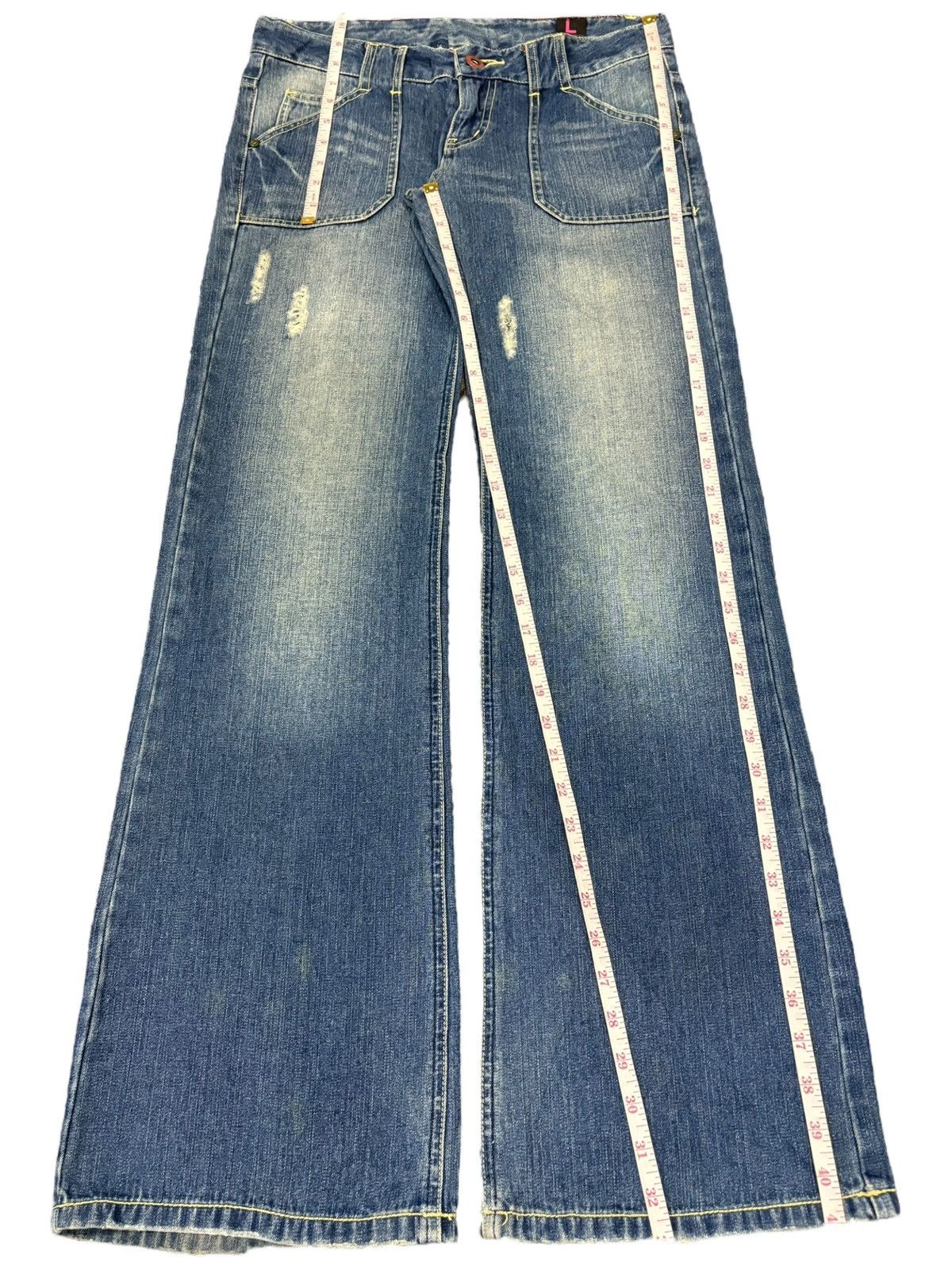 Hysteric Glamour Vintage Japanese Kissmark Distress Low Rise Flare Jeans Size 32" / US 10 / IT 46 - 8 Thumbnail