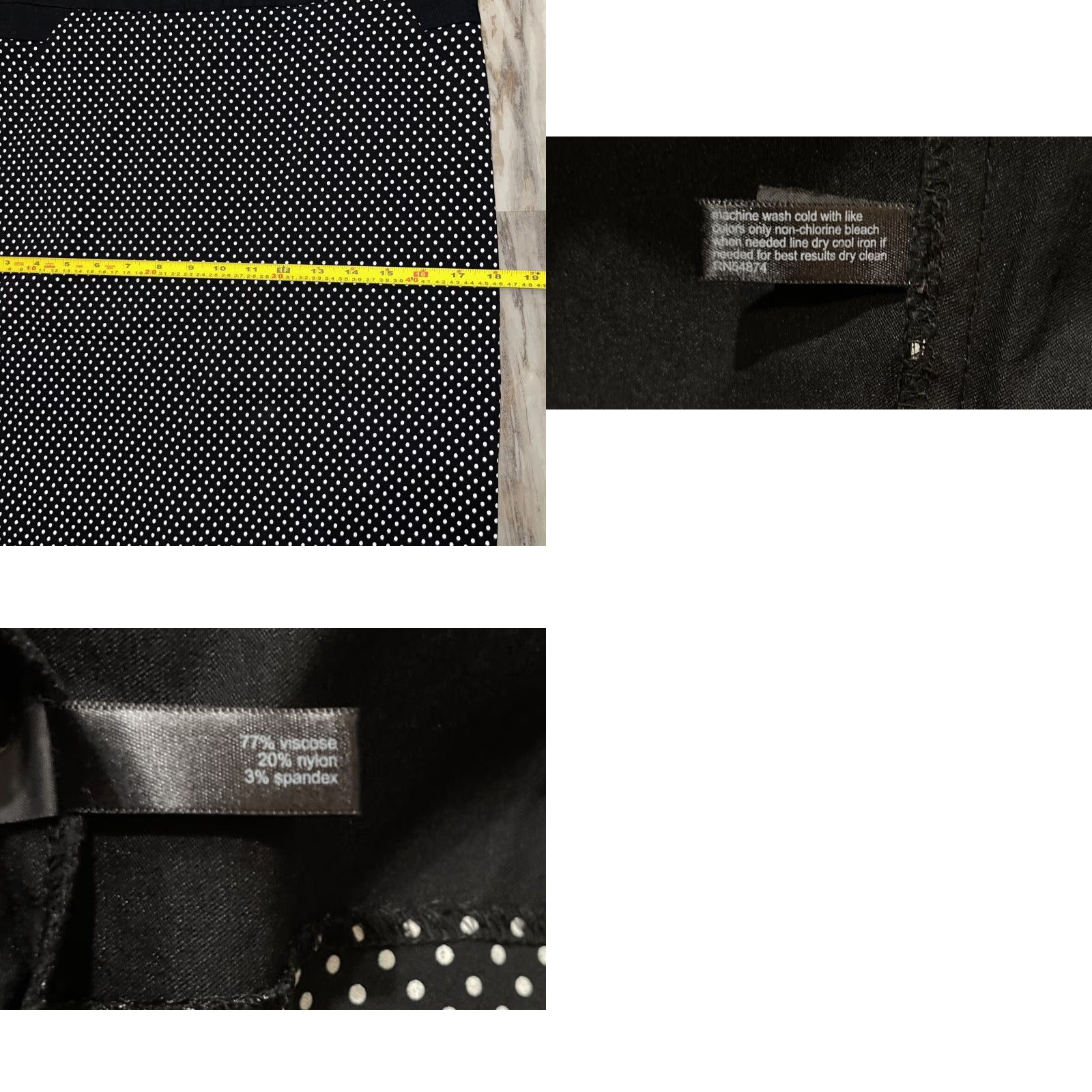 Vintage The Limited Exact Stretch Polka Dot Black Pencil Skirt Women’s Size 10 EUC Size 32" / US 10 / IT 46 - 9 Thumbnail