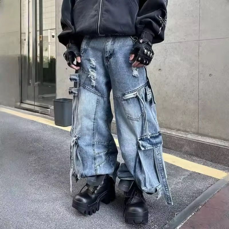 Japanese Brand DISTRESSED Multi-Pocket Baggy Pants Size US 27 - 4 Thumbnail