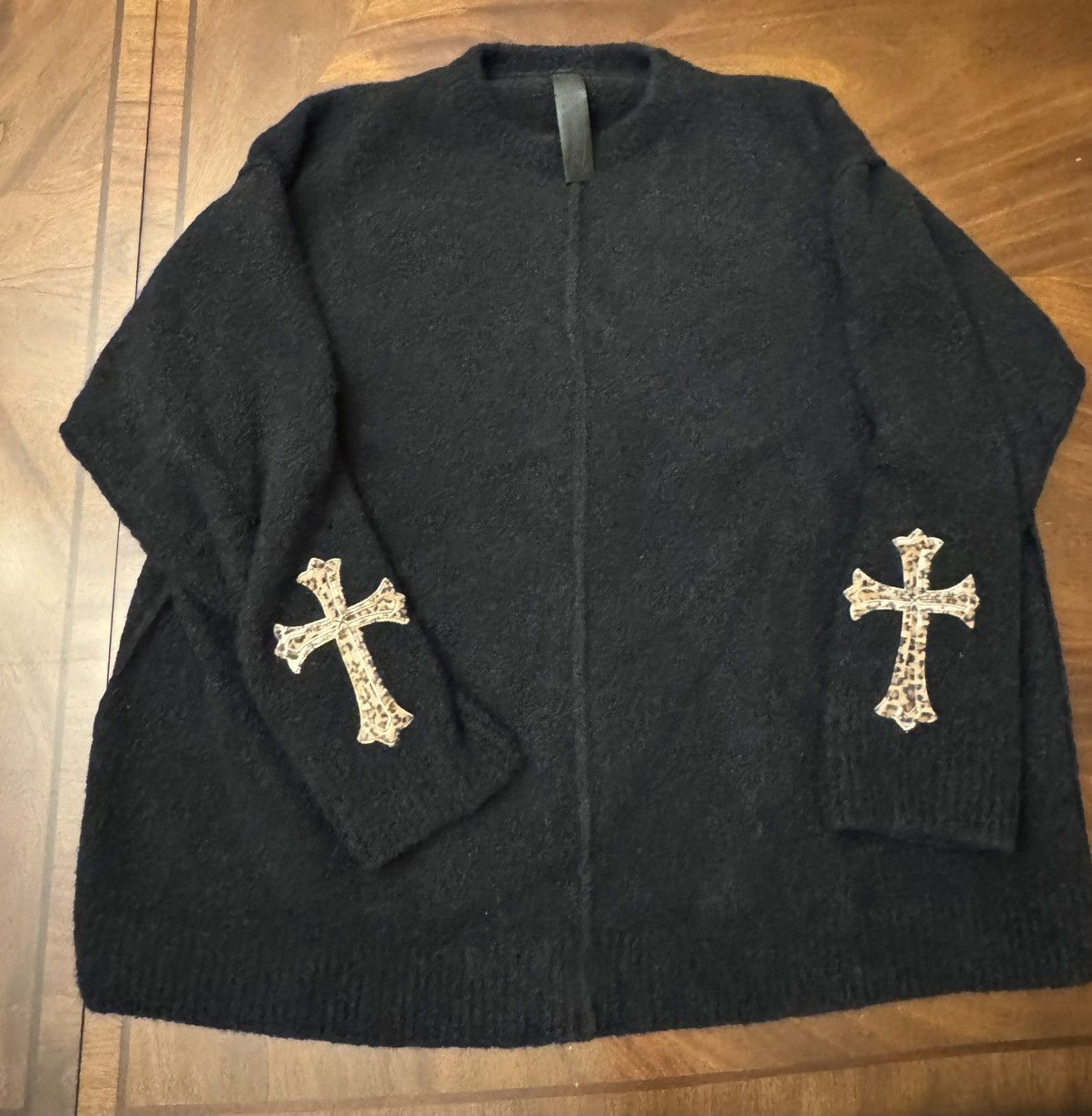 Chrome hearts cashmere sweater leopard cross patches
