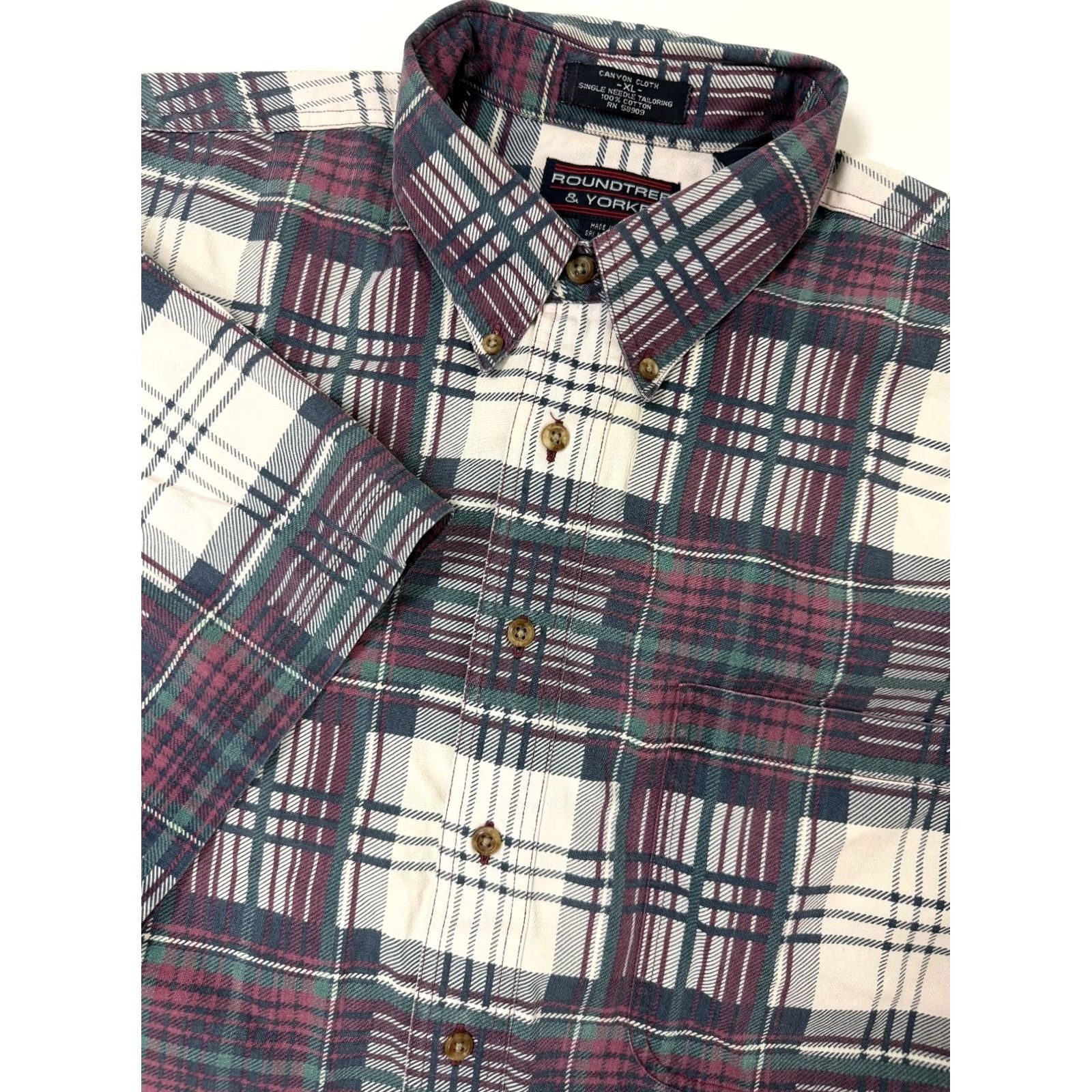 Roundtree & Yorke VINTAGE 90s Roundtree & Yorke Button Up Shirt Men XL Plaid Outdoors Midweight Cotton Size US XL / EU 56 / 4 - 2 Thumbnail