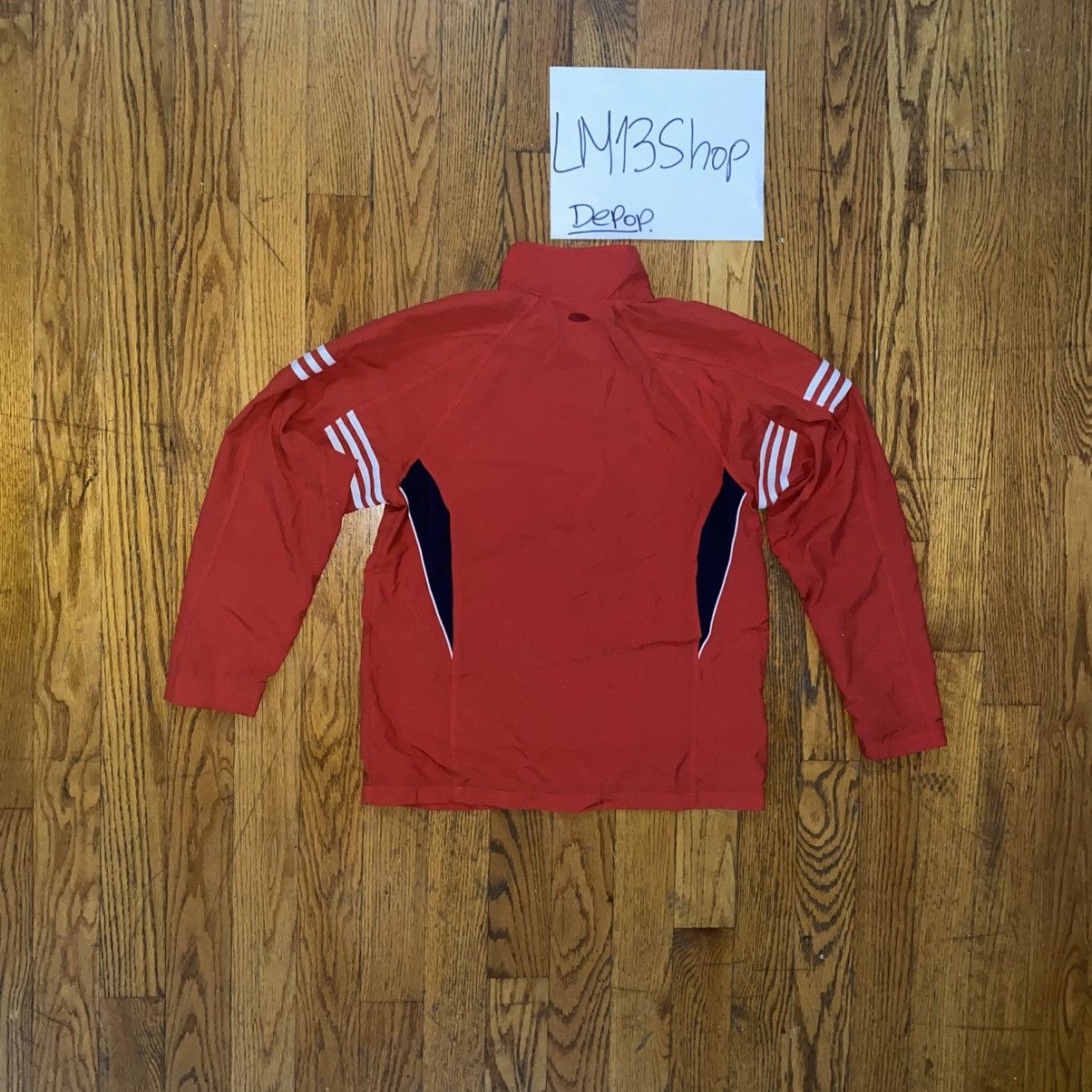 Adidas Vintage Red Adidas Windbreaker Size US L / EU 52-54 / 3 - 9 Thumbnail