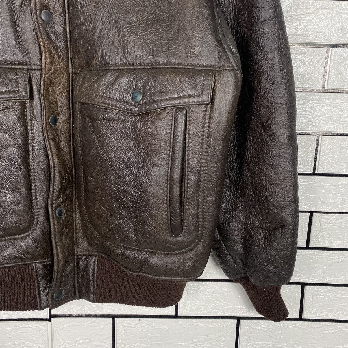 Vintage 🔥VINTAGE SHEARLING GENUINE LEATHER JACKET AVIATION USA Size US XL / EU 56 / 4 - 5 Thumbnail