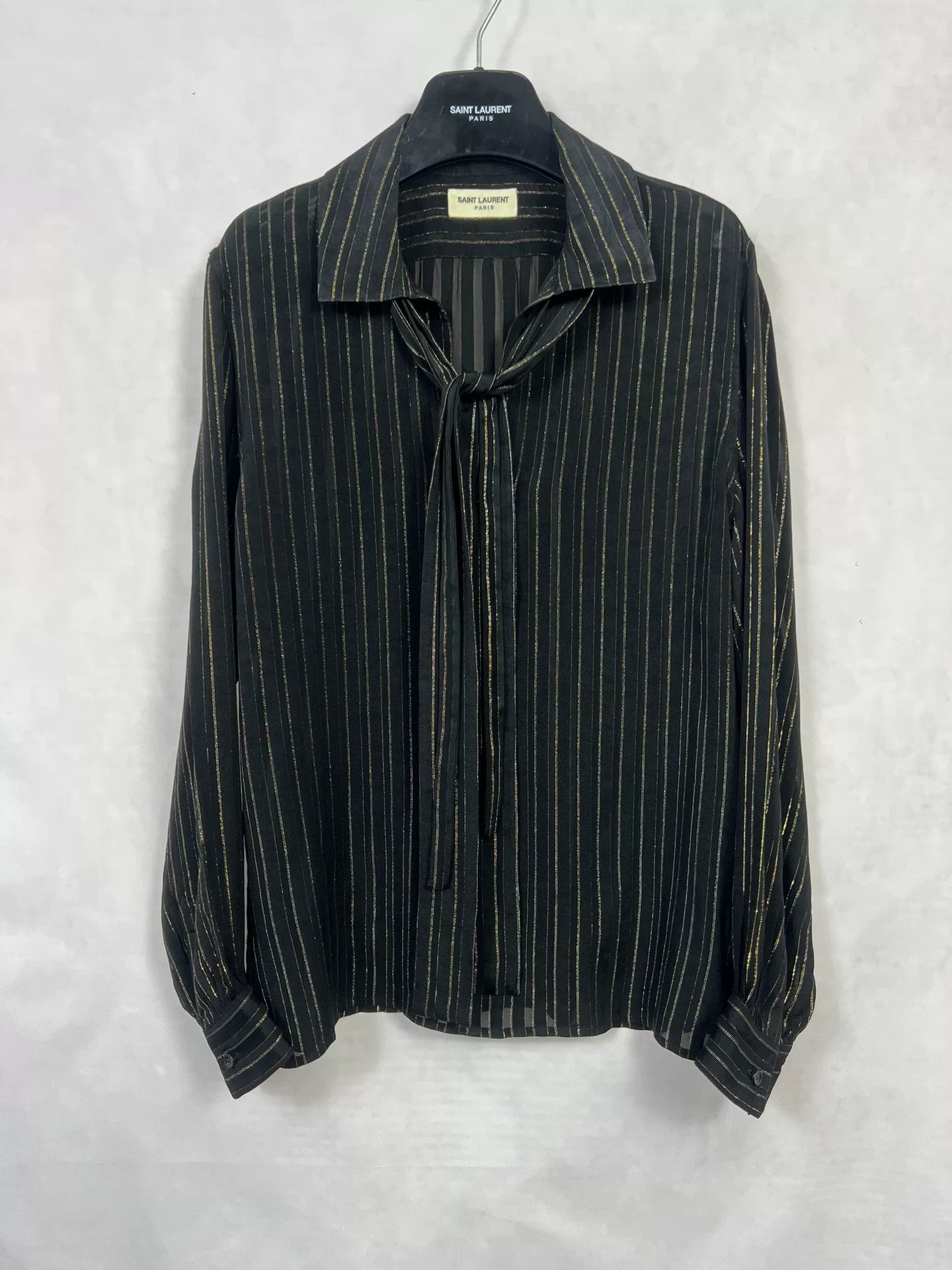Saint Laurent Paris Saint Laurent Black Gold Stripe Shirt Size US S / EU 44-46 / 1 - 1 Thumbnail