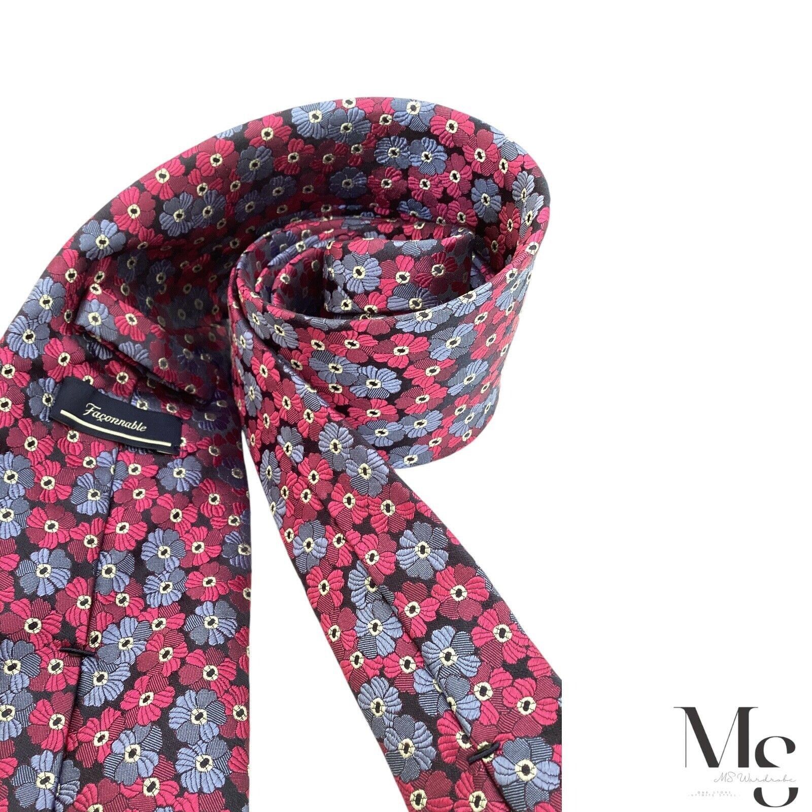 Faconnable FAÇONNABLE Current Purple Floral Silk Tie Made In Italy Size ONE SIZE - 4 Thumbnail