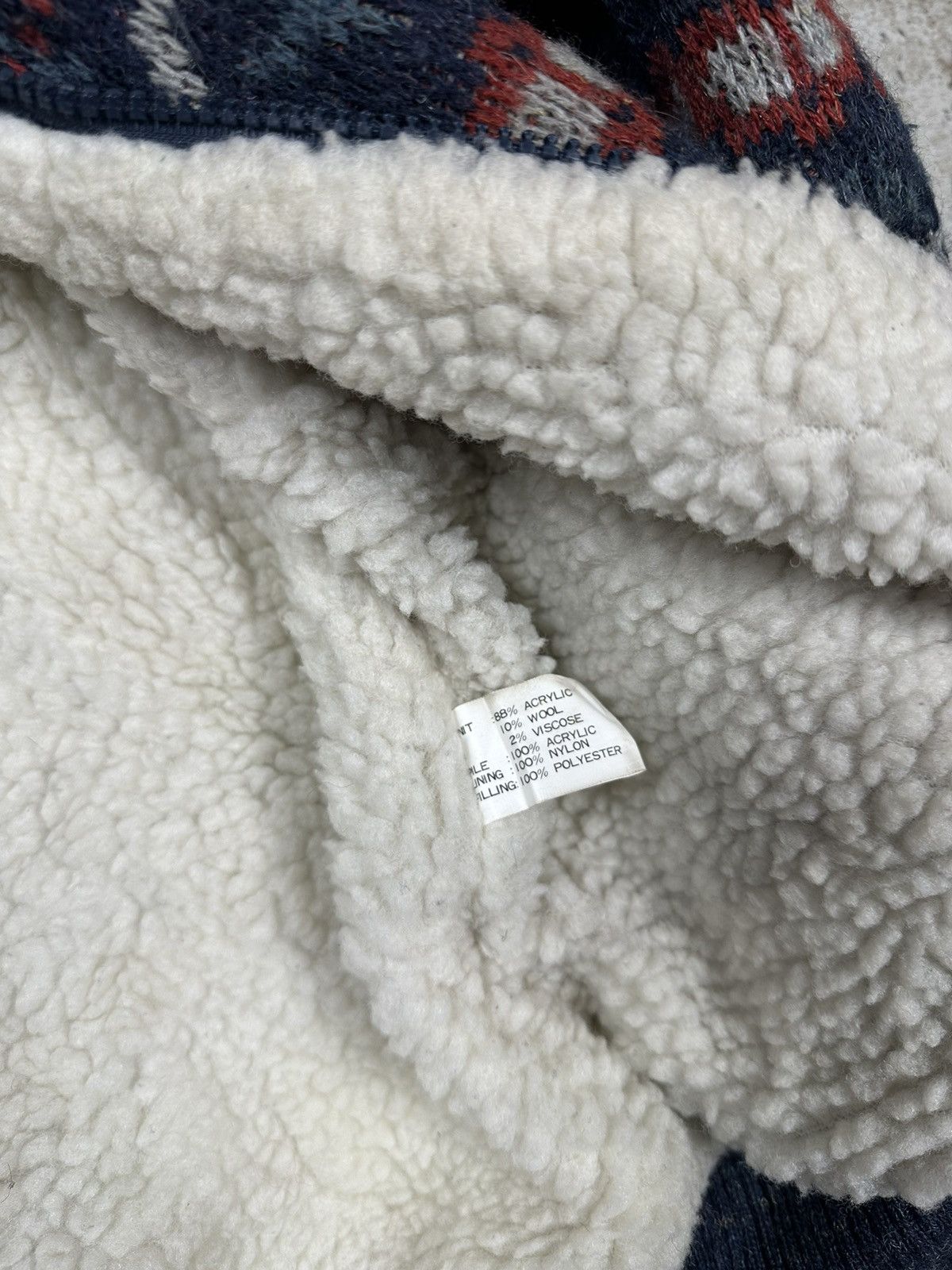 Japanese Brand × Vintage Vintage 90s Wool Abstract Geometric Bomber Jacket Sherpa Size US S / EU 44-46 / 1 - 8 Thumbnail