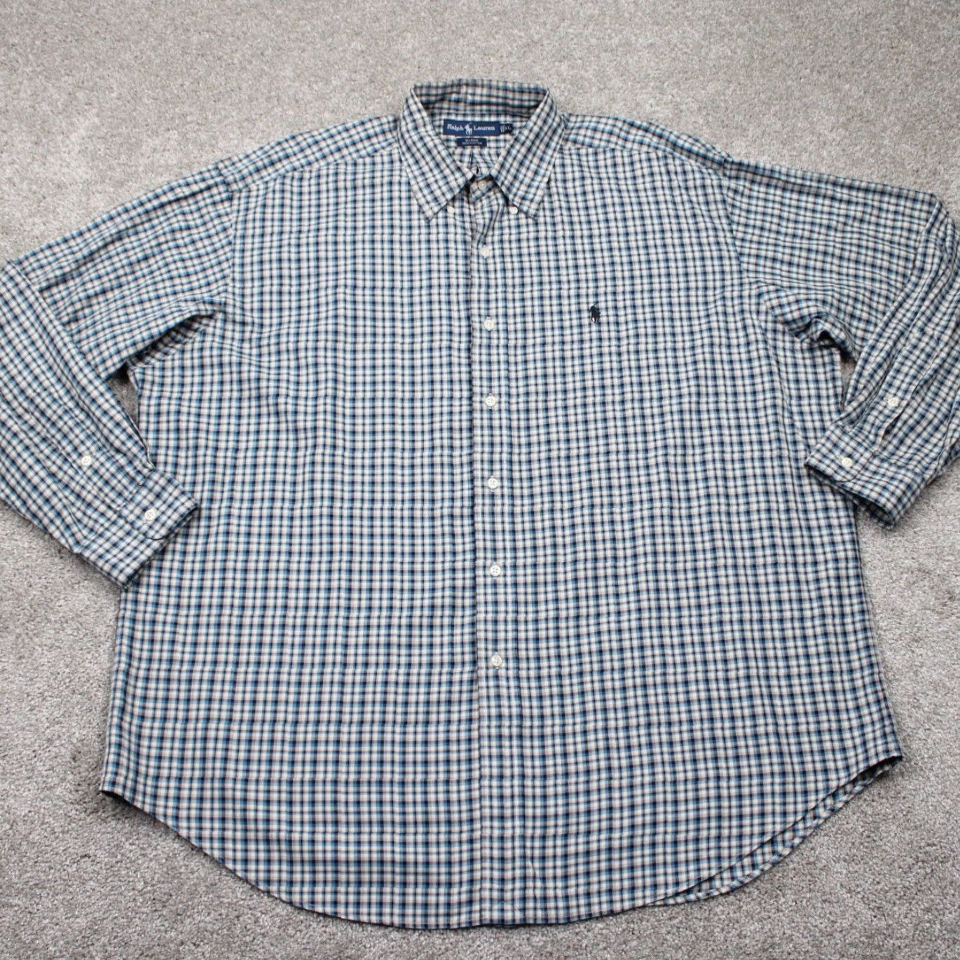 Ralph Lauren Ralph Lauren Button-Up Shirt Mens XL Blue/Black/White Cotton Long Sleeve Button-Down Starched? (keep original words) Size US XL / EU 56 / 4 - 2 Thumbnail