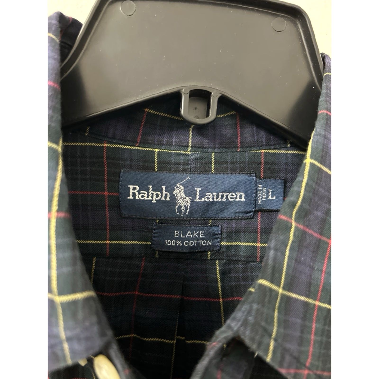 Ralph Lauren VINTAGE Ralph Lauren Blake Shirt Mens Large Navy Blue Plaid Cotton Button Down L/S Size US L / EU 52-54 / 3 - 5 Thumbnail