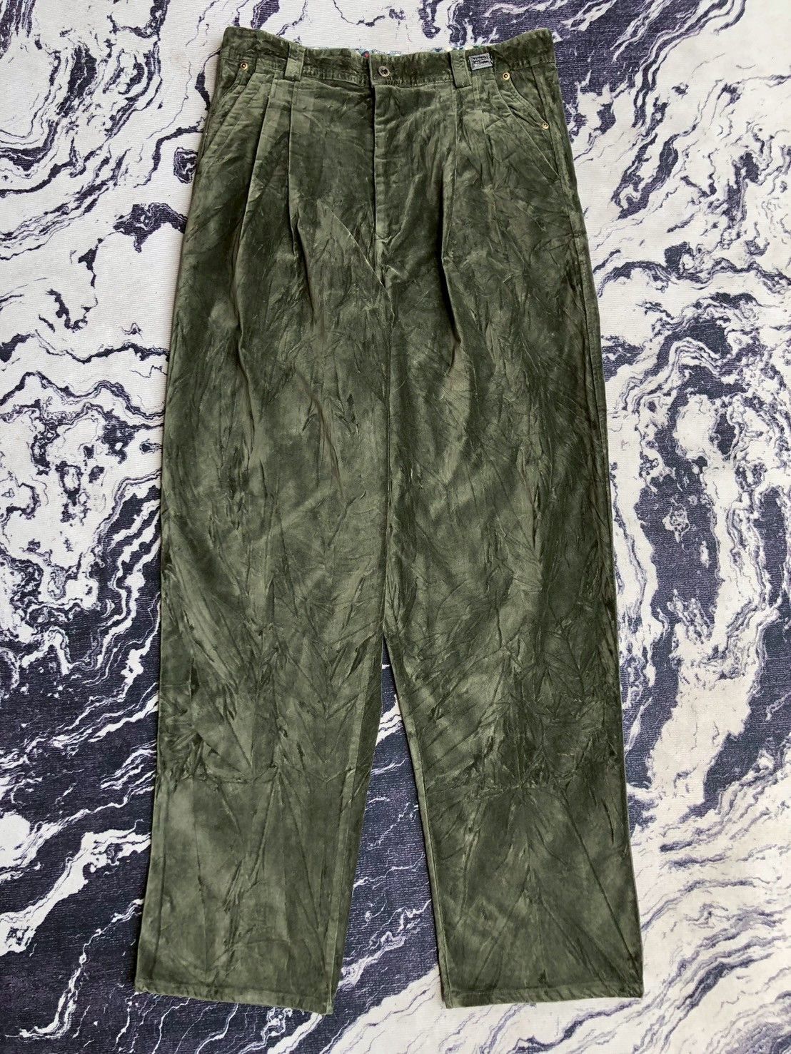 Versace Jeans Couture Vintage 90s Versace Jeans Couture Velvet Pants Olive Green Size US 34 / EU 50 - 5 Thumbnail