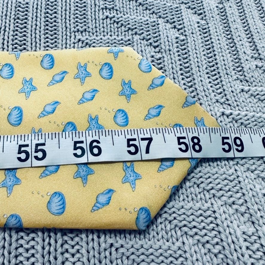 Vintage Eric Holch yellow shell print silk tie Size ONE SIZE - 4 Thumbnail