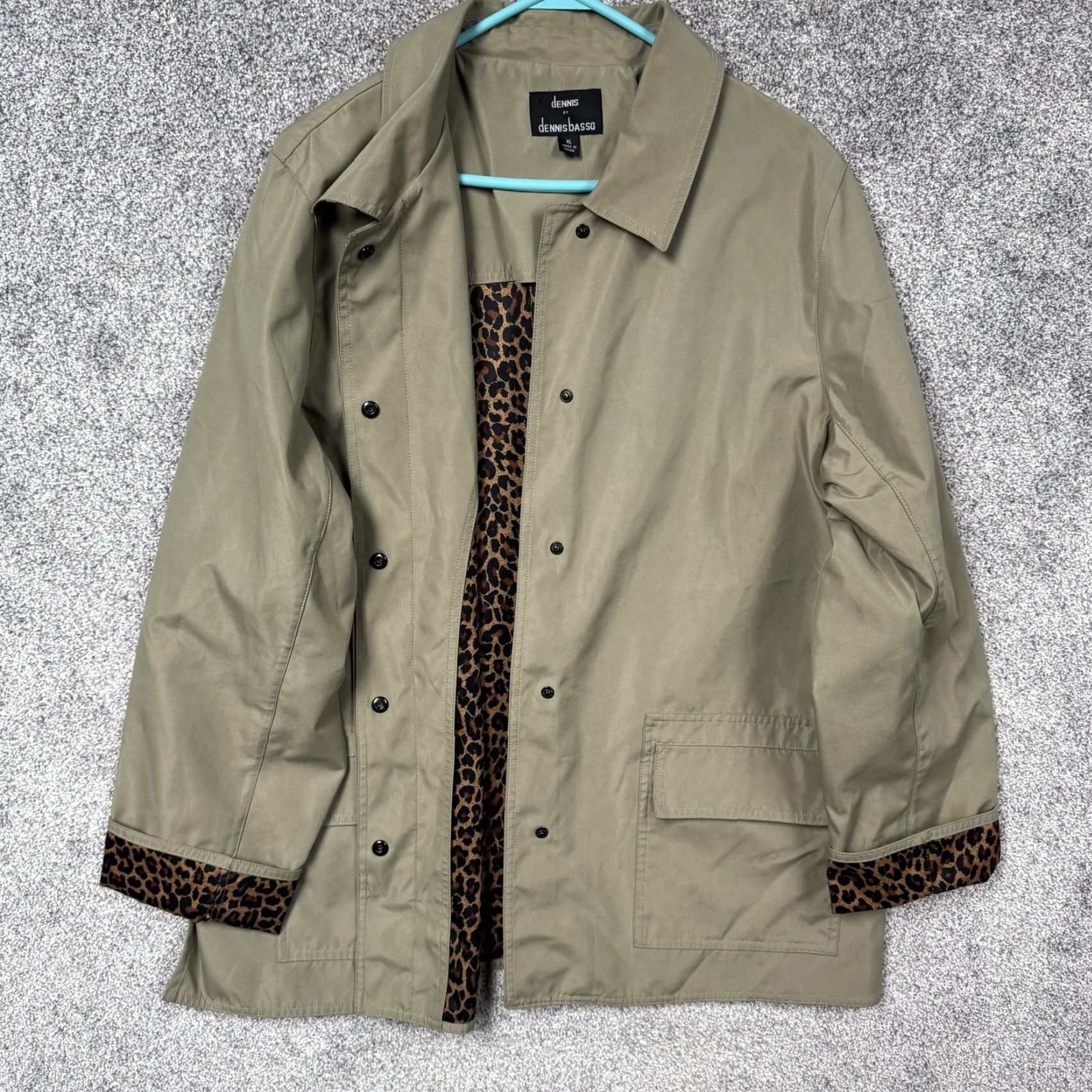 Vintage Dennis Basso Jacket Womens XL Green Leopard Lined Snap Front Pockets Classic Size XL / US 12-14 / IT 48-50 - 6 Thumbnail