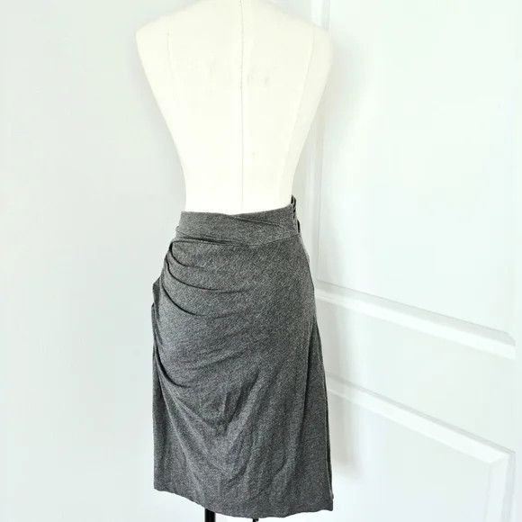 M.M.LaFleur Soho Charcoal Melange Ruched Skirt Fall Party Spring Work Size 28" / US 6 / IT 42 - 5 Thumbnail