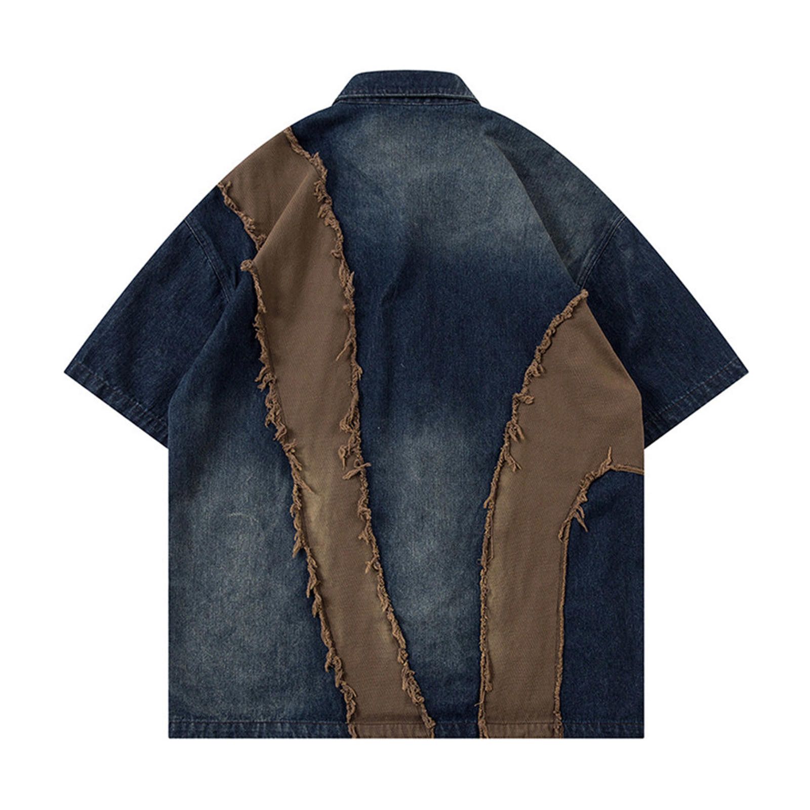 Vintage Jean Patchwork Denim Shirt Size US M / EU 48-50 / 2 - 2 Thumbnail
