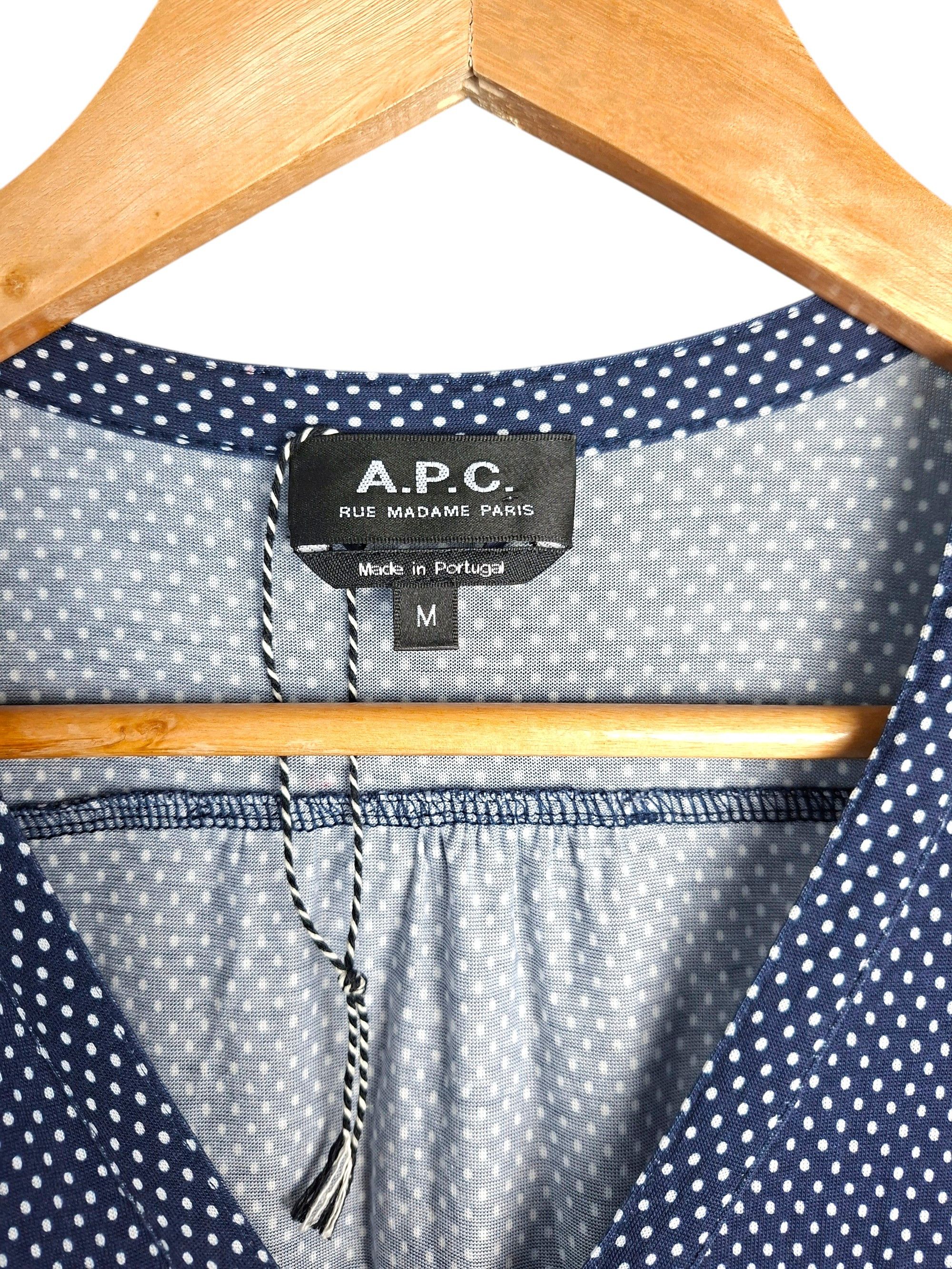 A.P.C. A.P.C. Navy Polka Dot Wrap Dress | Parisian Chic Midi Size M / US 6-8 / IT 42-44 - 4 Thumbnail