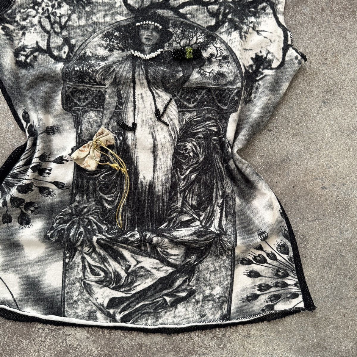 20471120 Vintage Gothic Printed Mesh Tank Top Size S / US 4 / IT 40 - 7 Thumbnail
