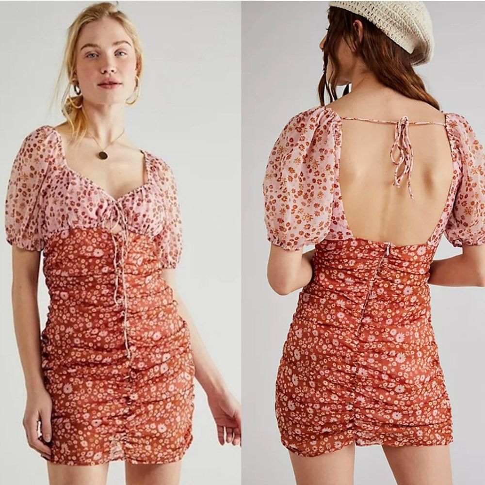 Free People New Free People Tea Primrose Combo Floral Tessa Dress Size Size L / US 10 / IT 46 - 1 Thumbnail