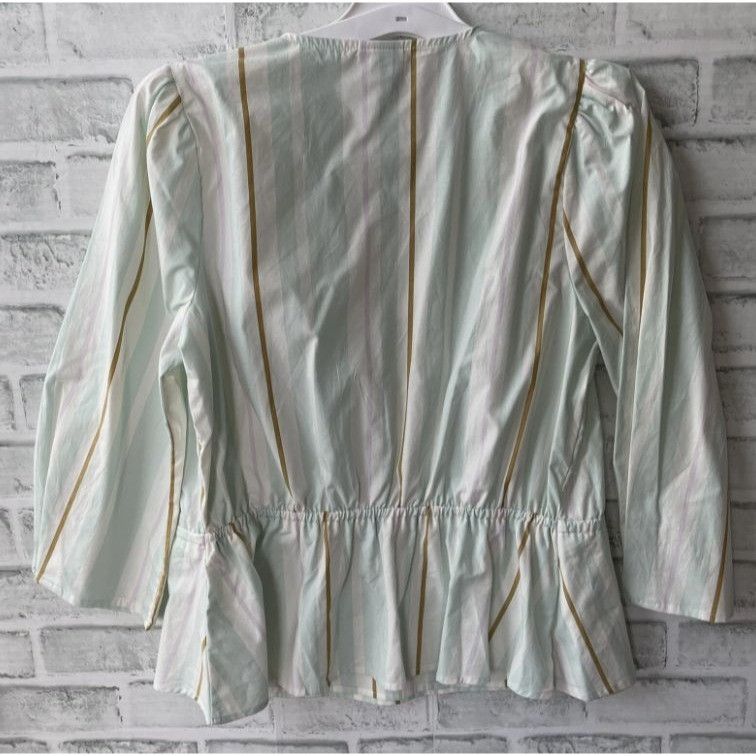 Other Women's Medium stripped Long Sleeve Wrap Top - a New Day MIn Size L / US 10 / IT 46 - 5 Thumbnail