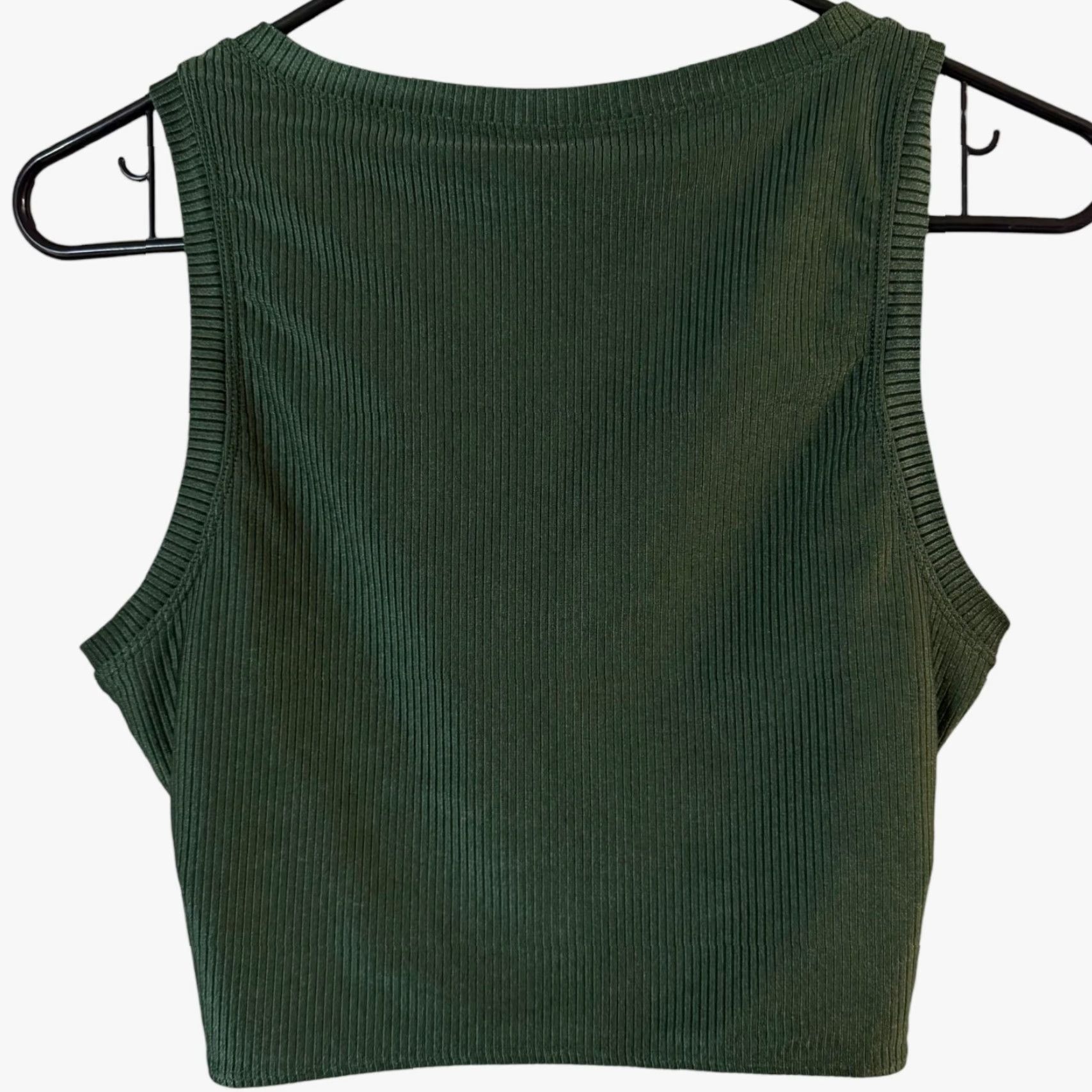 Vintage Aerie Sports Bra Lined Ribbed Crop Top Green Women's XL Gym Yoga Athletic Active Size XL / US 12-14 / IT 48-50 - 4 Thumbnail