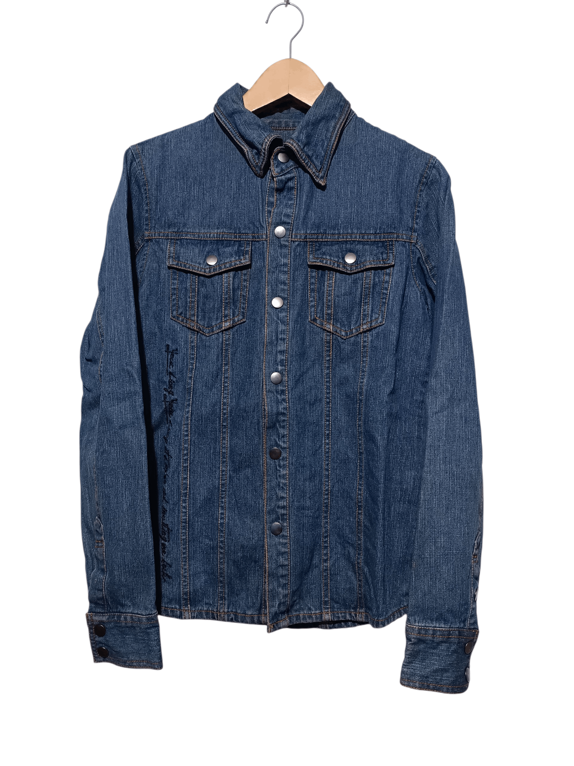 Japanese Brand Vintage Xfrm Archive Script Embroidered Denim Trucker Size US M / EU 48-50 / 2 - 1 Thumbnail