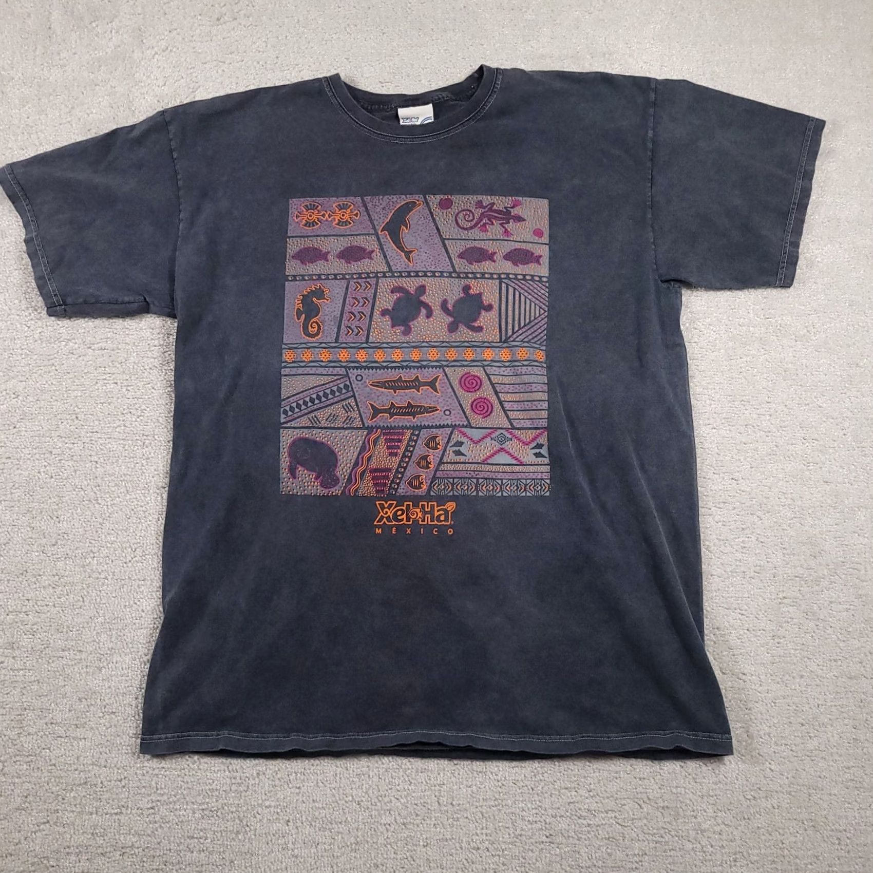 Vintage Xel-Ha Mexico Shirt Mens XL Black Graphic Sea Life Fish Turtle Tee Souvenir Size US XL / EU 56 / 4 - 2 Thumbnail
