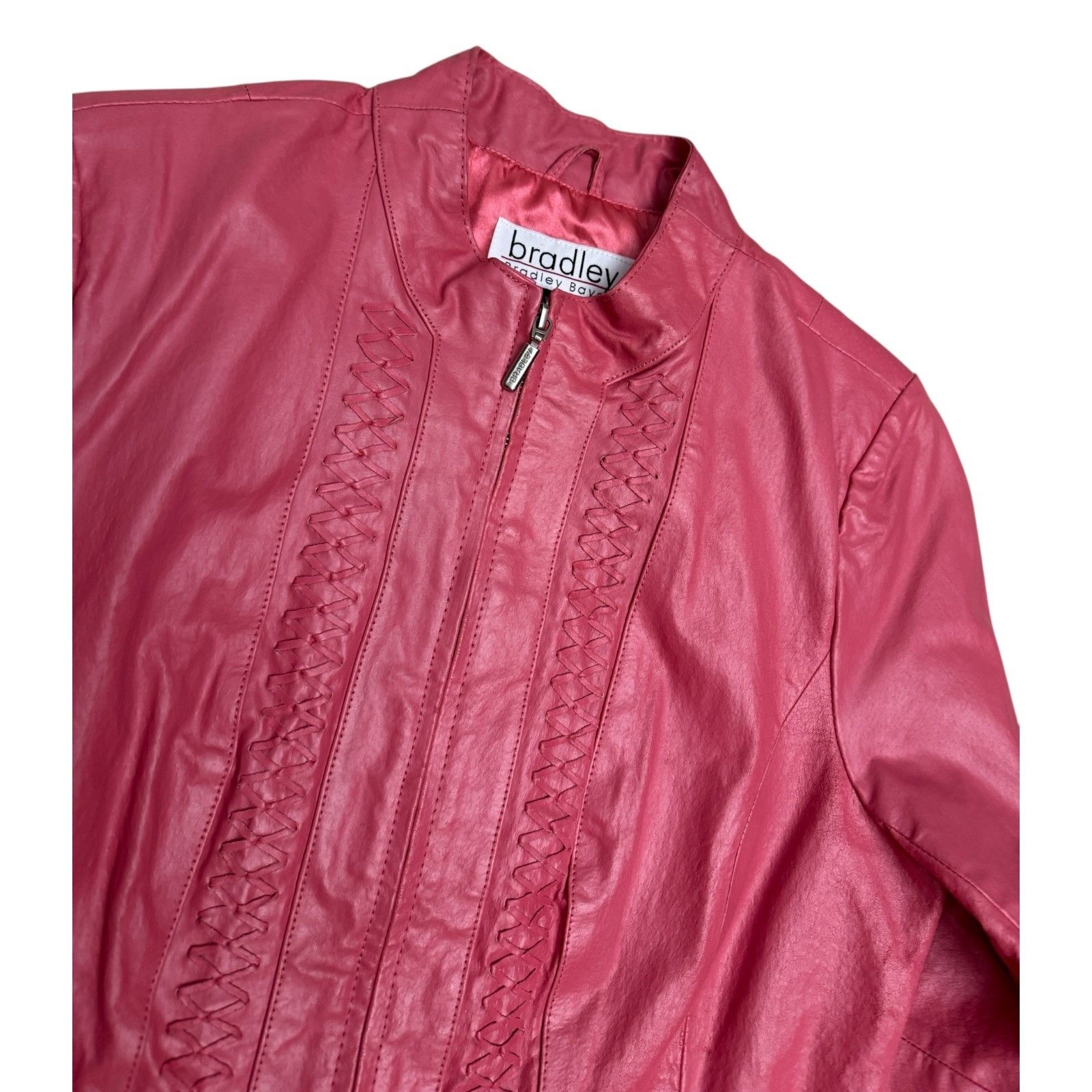 Other BRADLEY BAYOU Leather Pink Designer Vintage Jacket Medium Size M / US 6-8 / IT 42-44 - 4 Thumbnail
