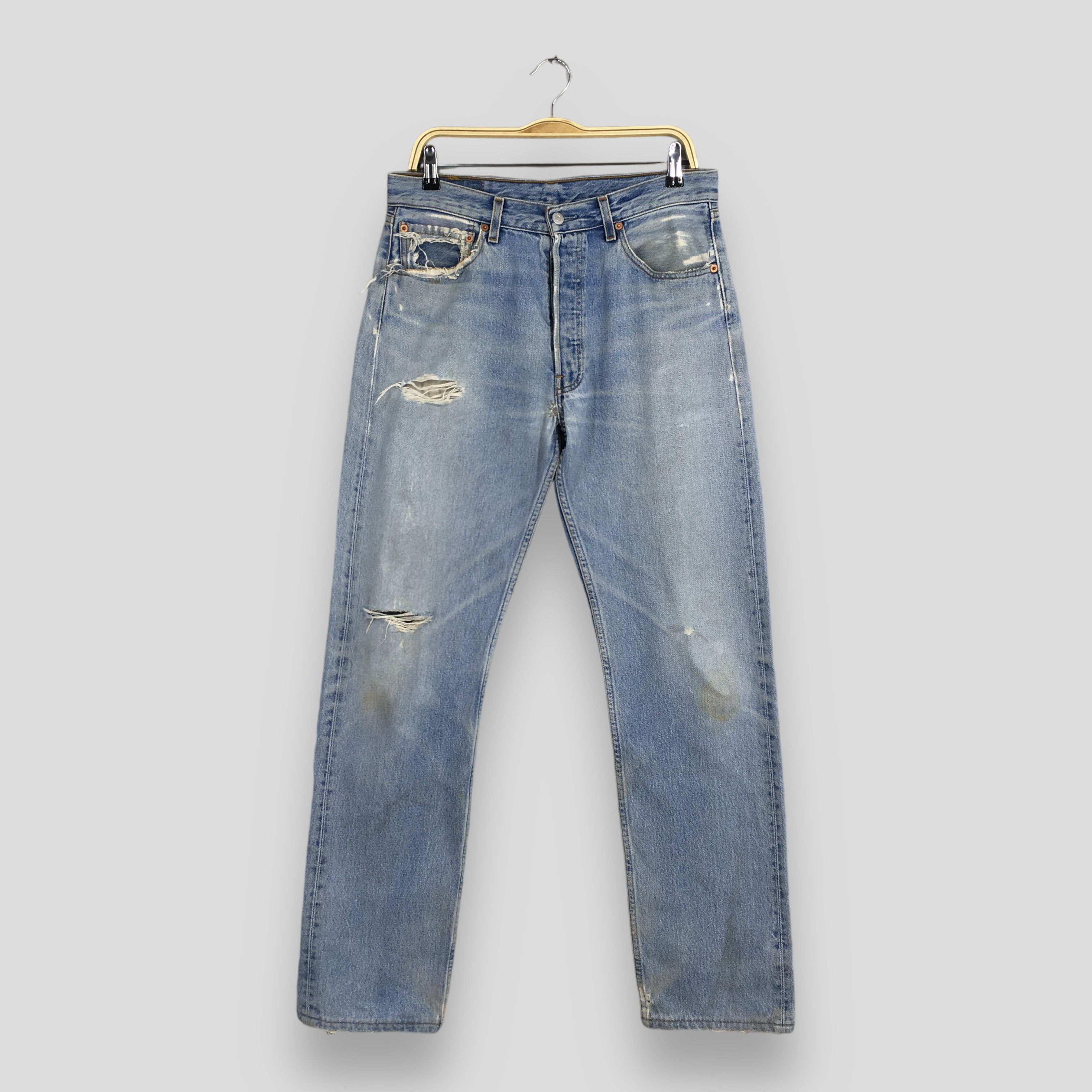 Levi's Size 31x32 Vintage 90s Levi's 501 Faded Blue Jeans S1897 Size US 31 - 1 Thumbnail