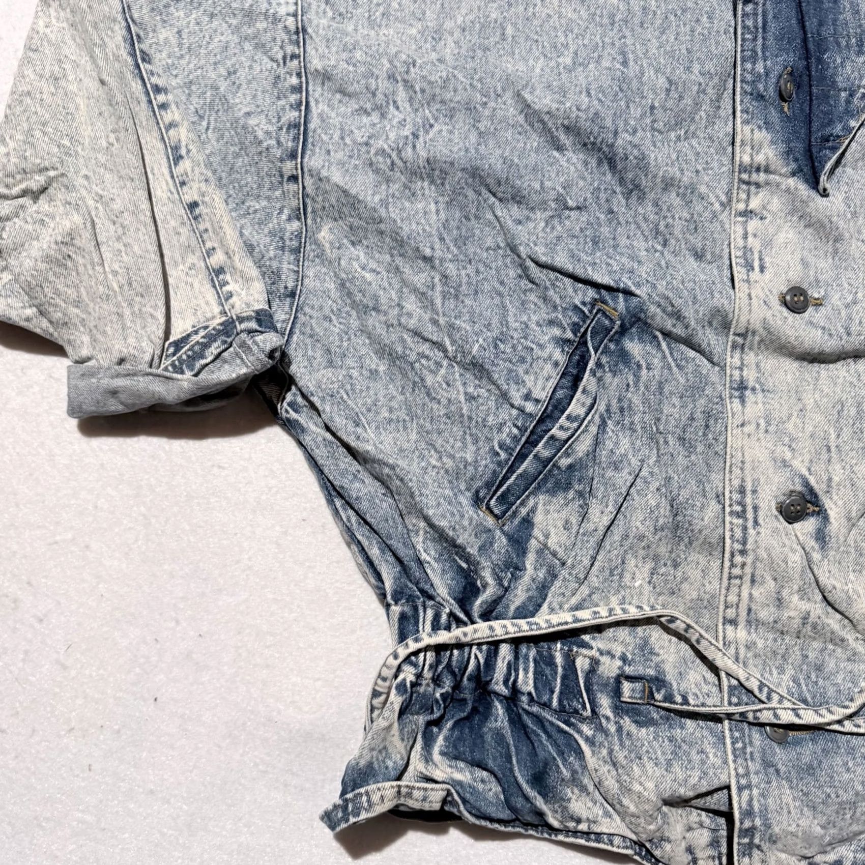 X-LARGE VINTAGE Boyco Jacket Women Blue Acid Wash Denim Tie Elastic Waist Retro - Large Denim Jacket Woman Blue Acid Wash Retro Tie Elastic Waist Large Size L / US 10 / IT 46 - 7 Thumbnail